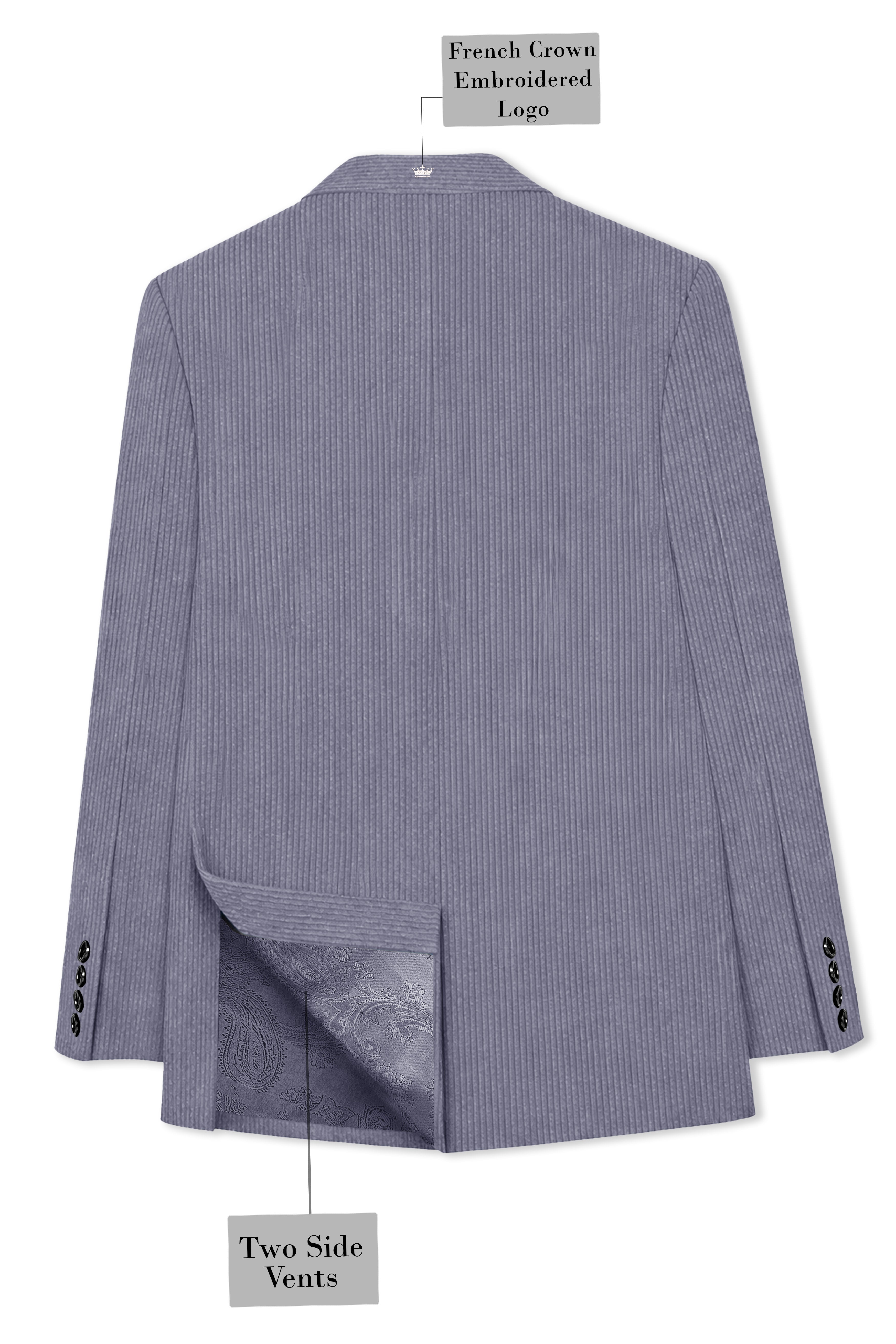 Ribvoro-Topaz Gray Corduroy Single Breasted Sports Blazer