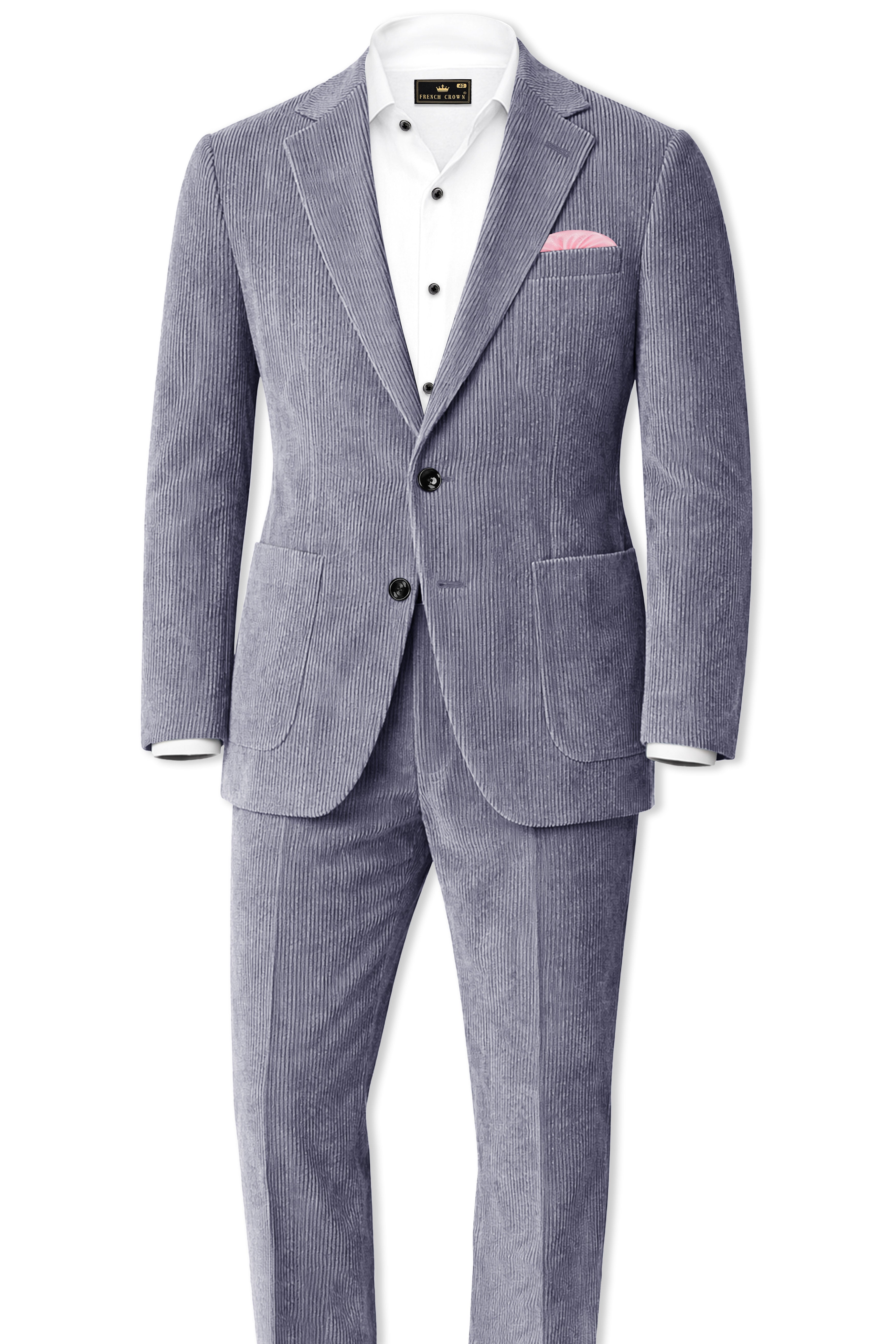 Ribvoro-Topaz Gray Corduroy Single Breasted Sports Blazer
