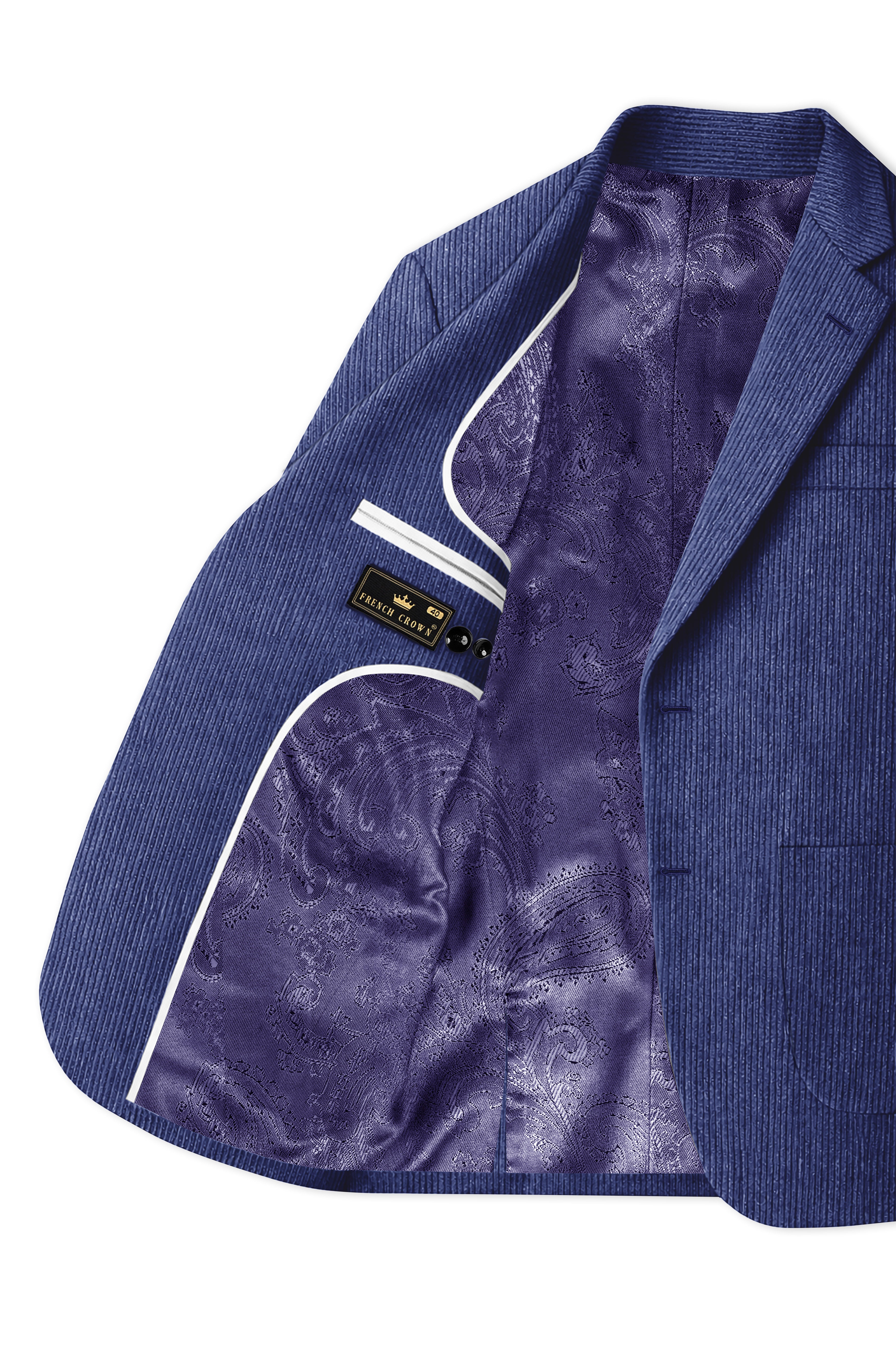 Slatzen-Slate Blue Corduroy Single Breasted Sports Blazer