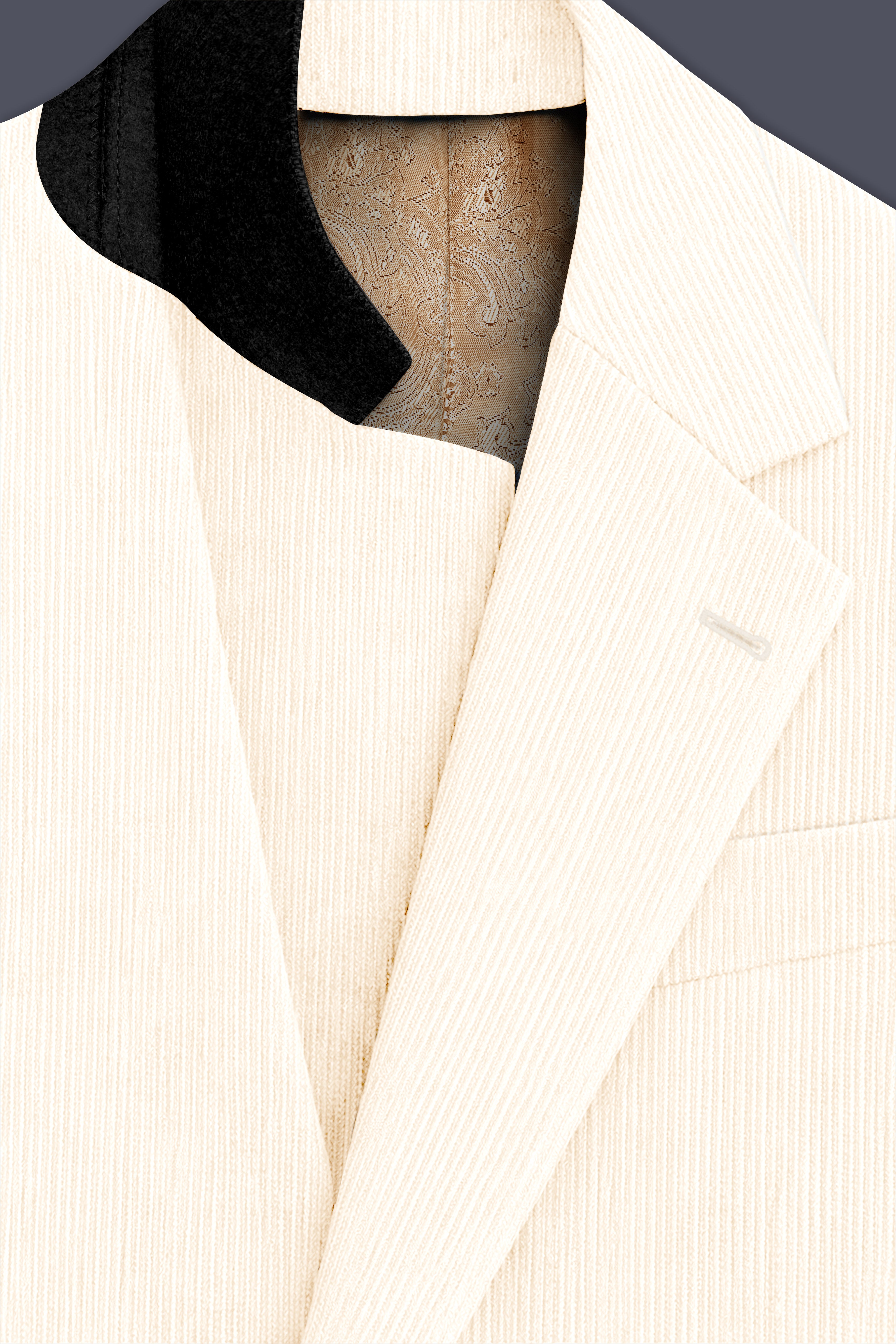 Ivoro-Swizzle Cream Corduroy Single Breasted Sports Blazer