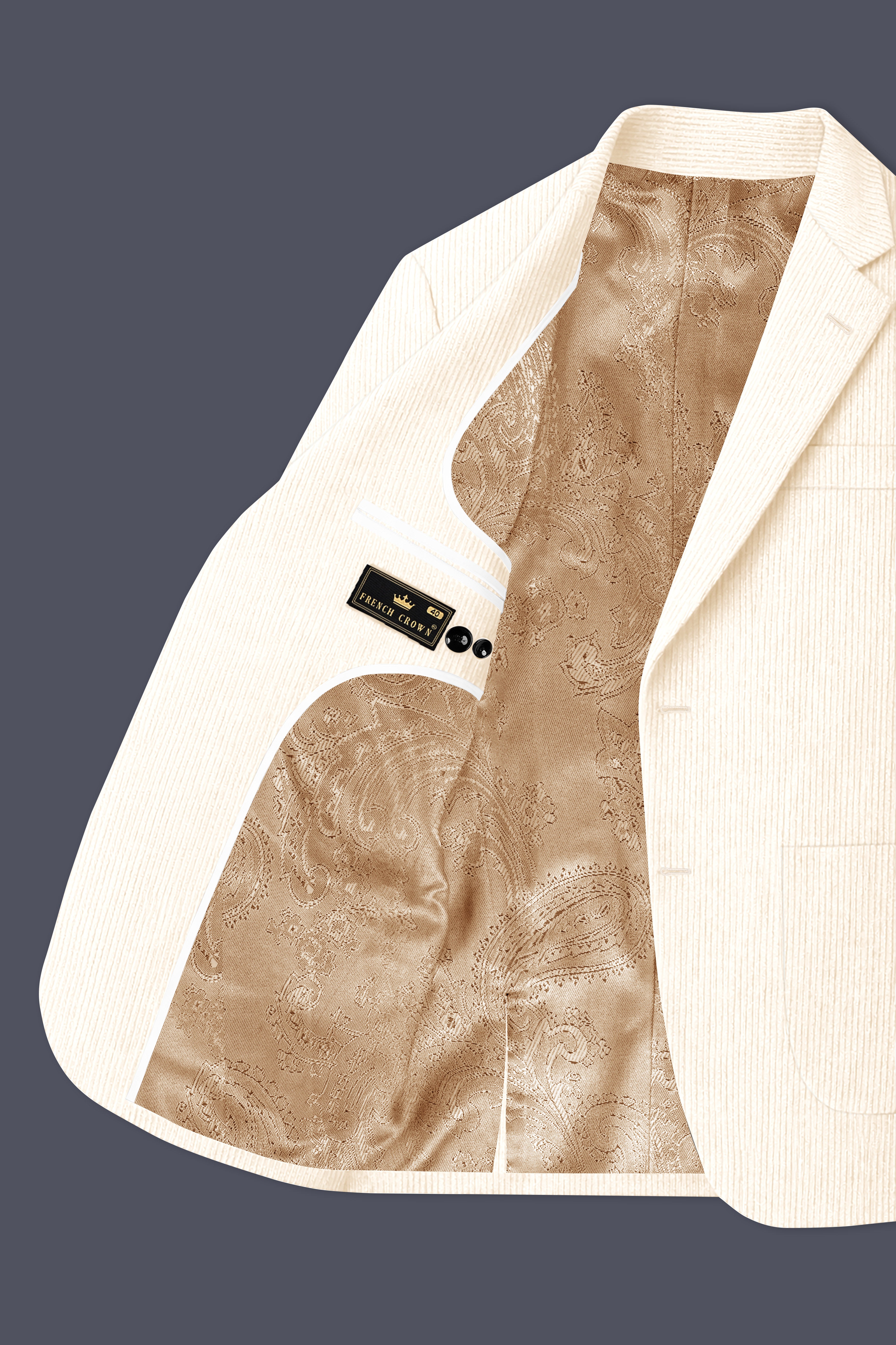 Ivoro-Swizzle Cream Corduroy Single Breasted Sports Blazer