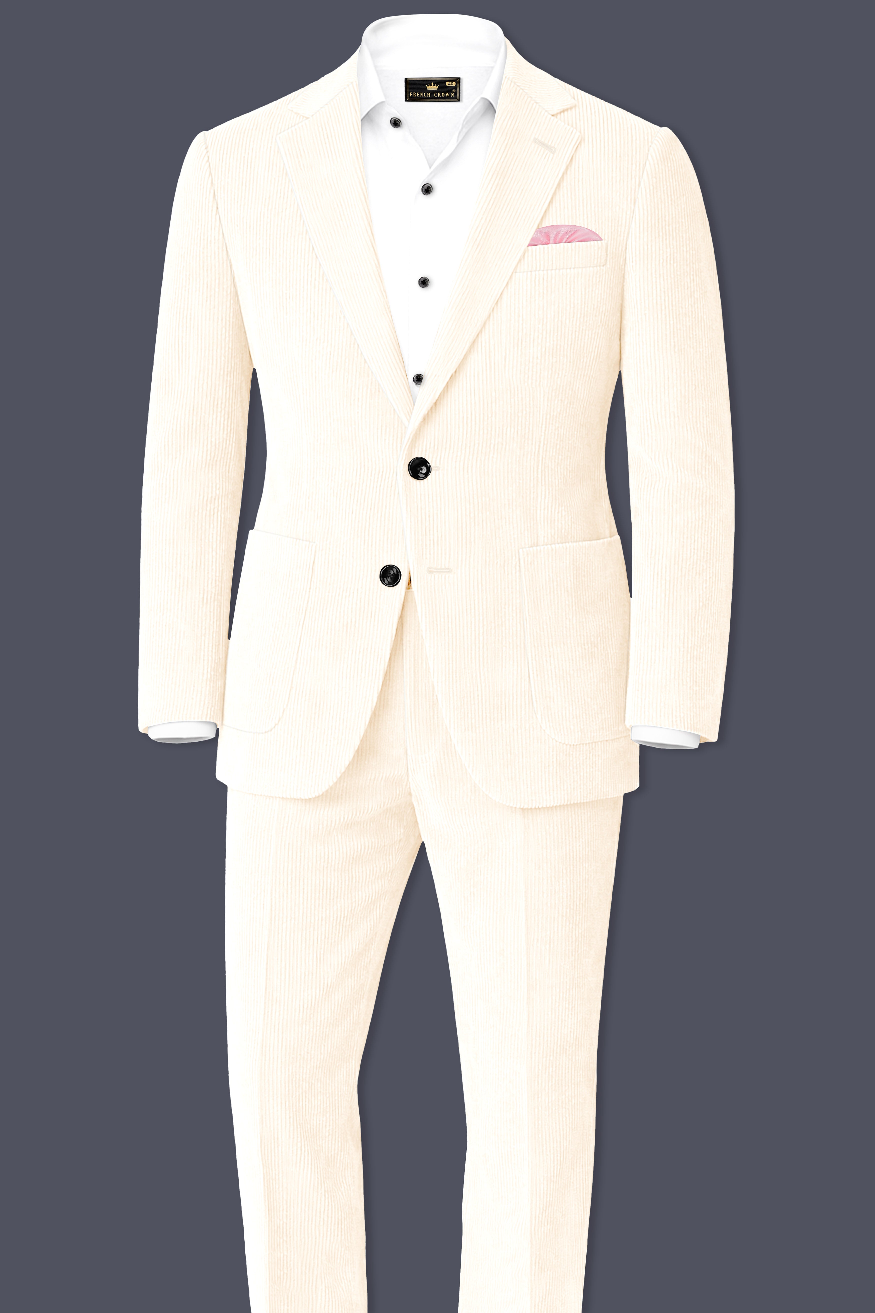 Ivoro-Swizzle Cream Corduroy Single Breasted Sports Blazer