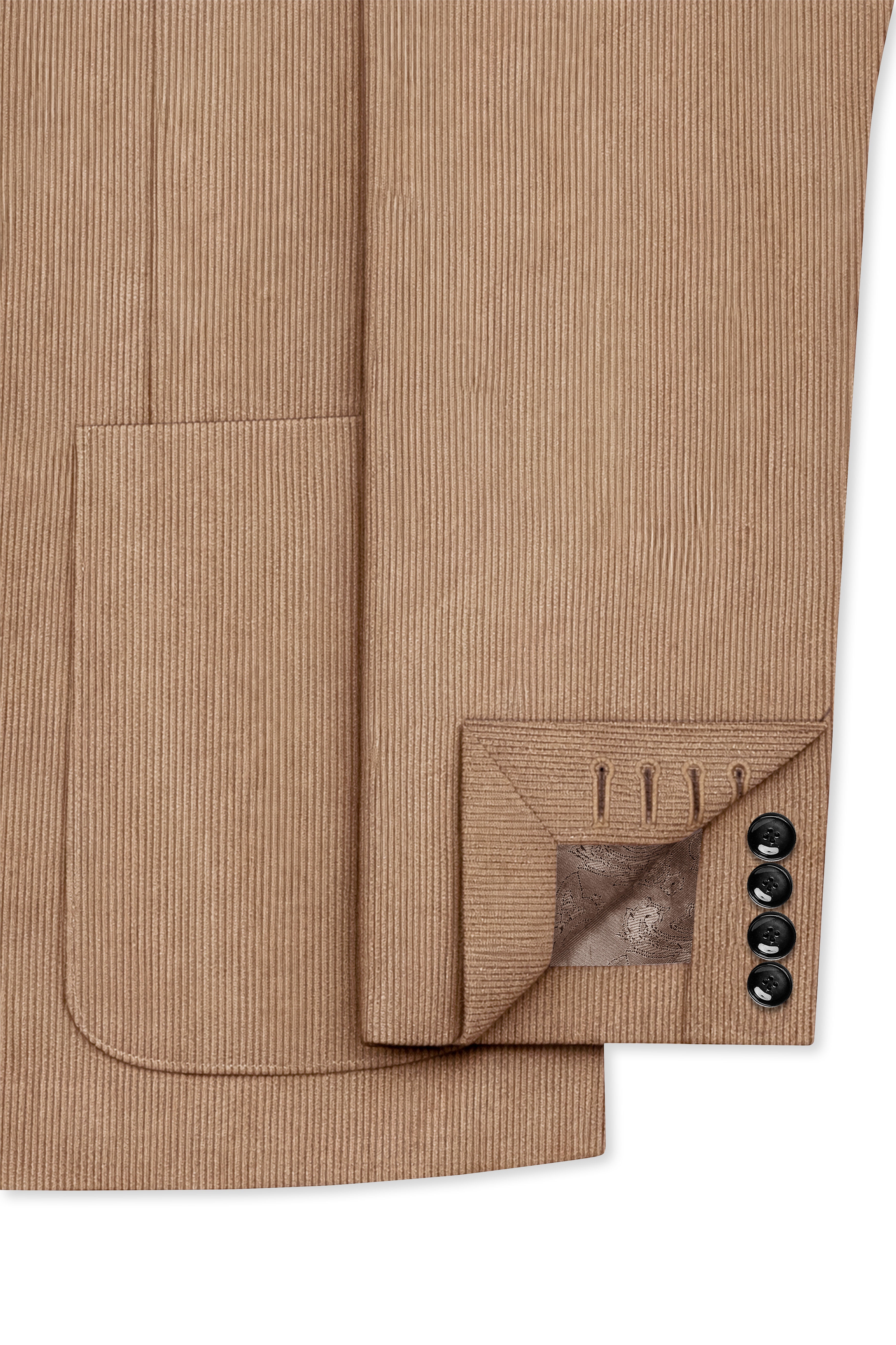Cordenza-Muesli Brown Corduroy Single Breasted Sports Blazer