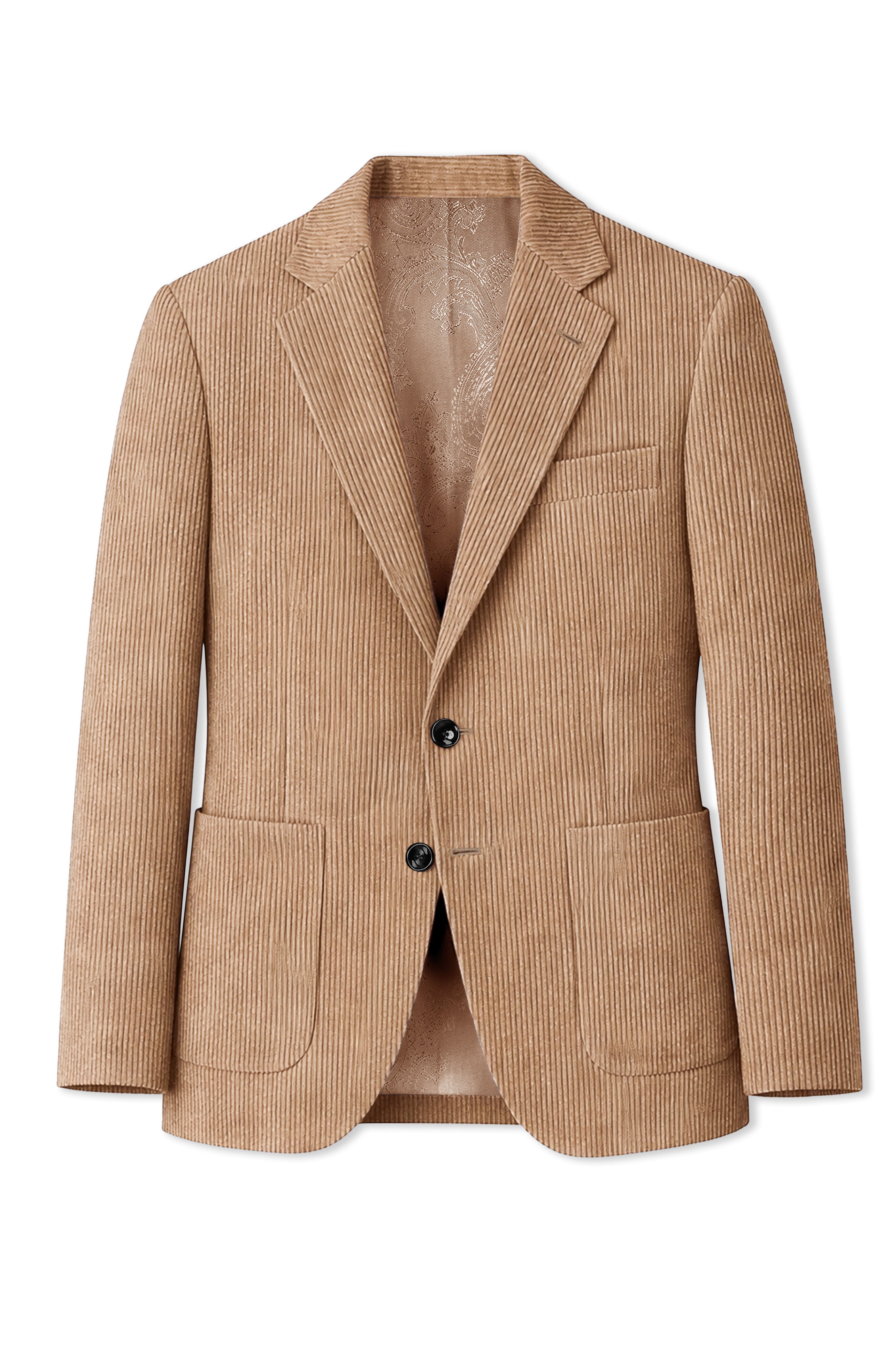 Cordenza-Muesli Brown Corduroy Single Breasted Sports Blazer