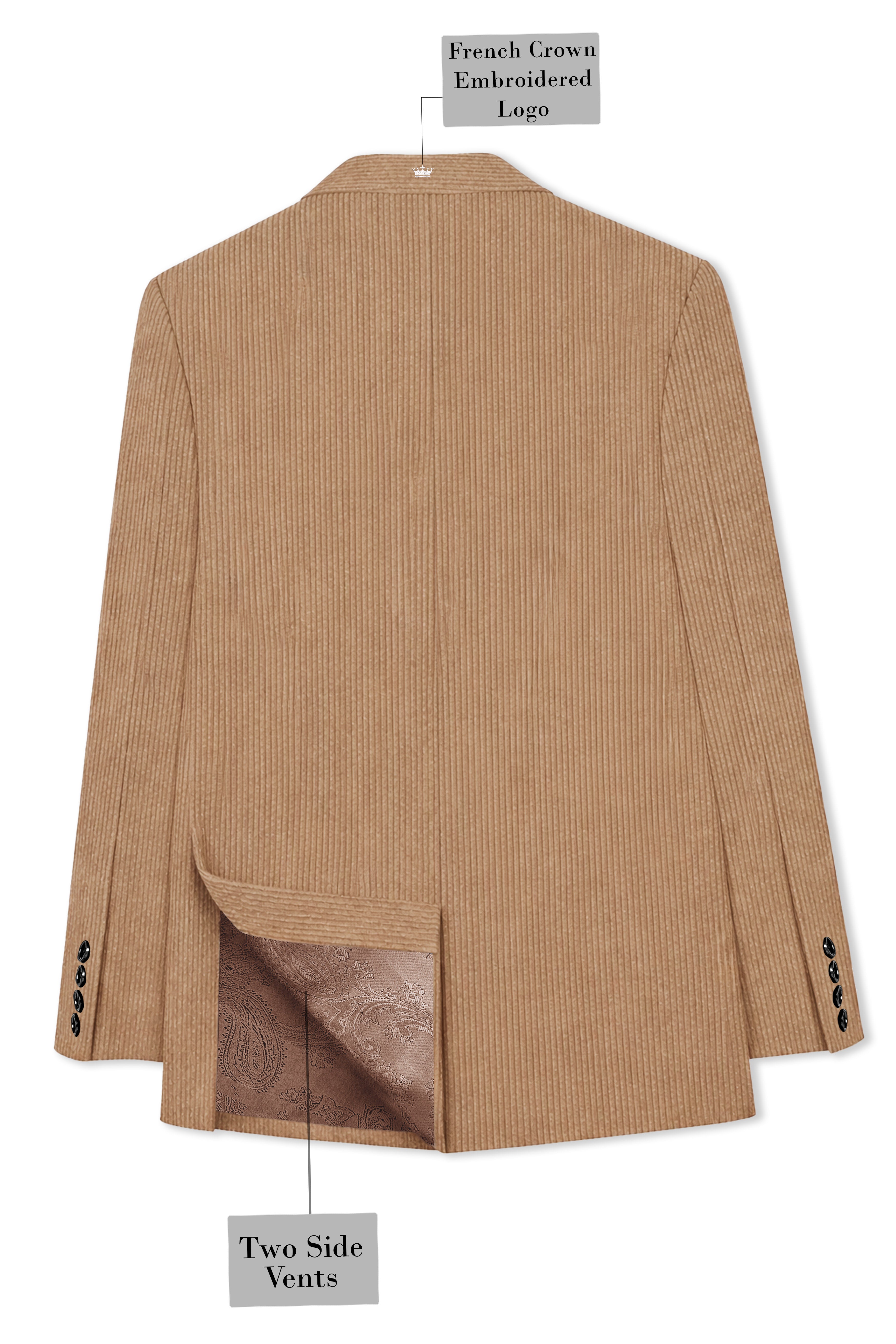 Cordenza-Muesli Brown Corduroy Single Breasted Sports Blazer