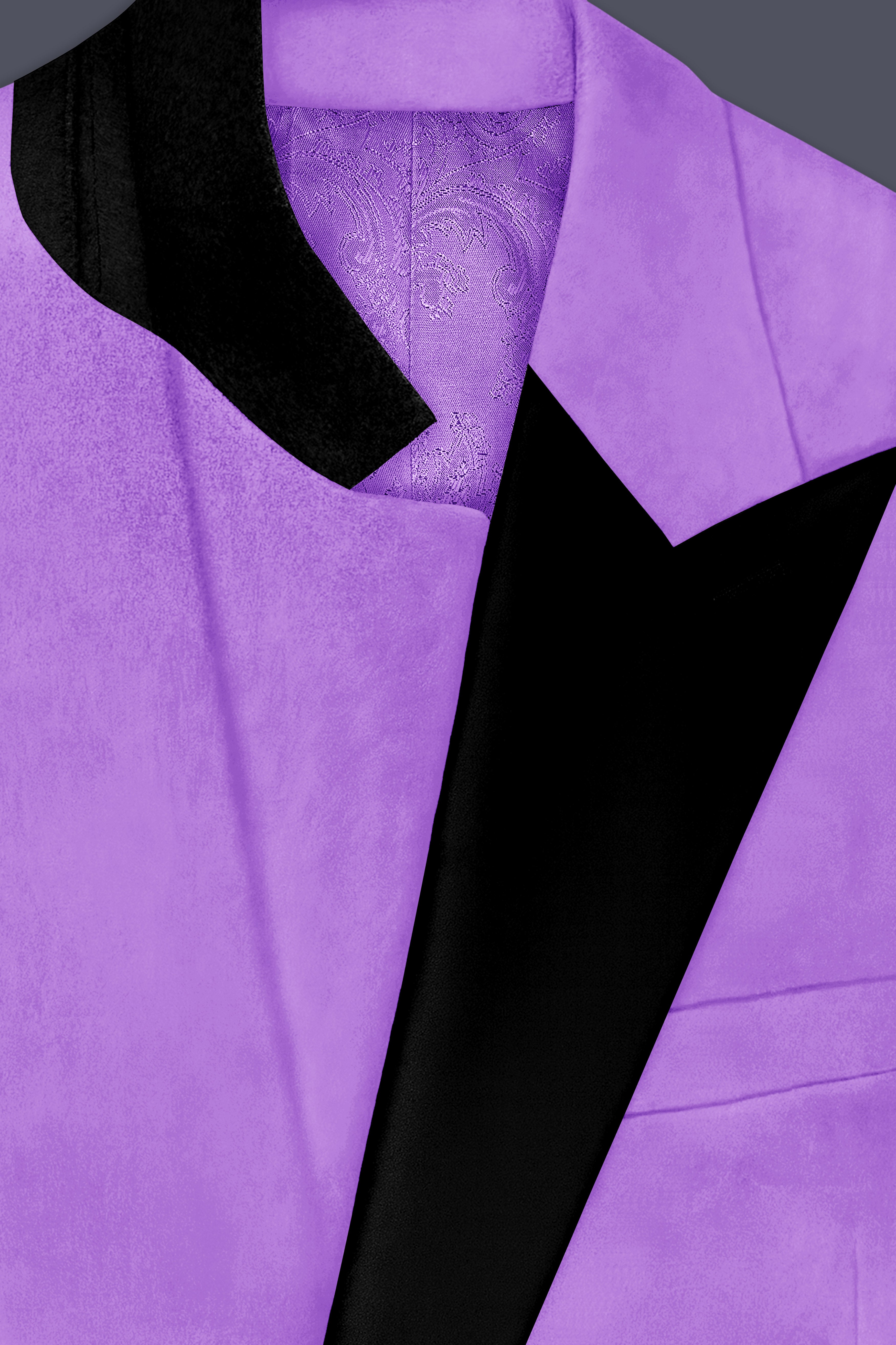 Orchid-Wisteria Purple Velvet Peak Lapel Tuxedo Blazer