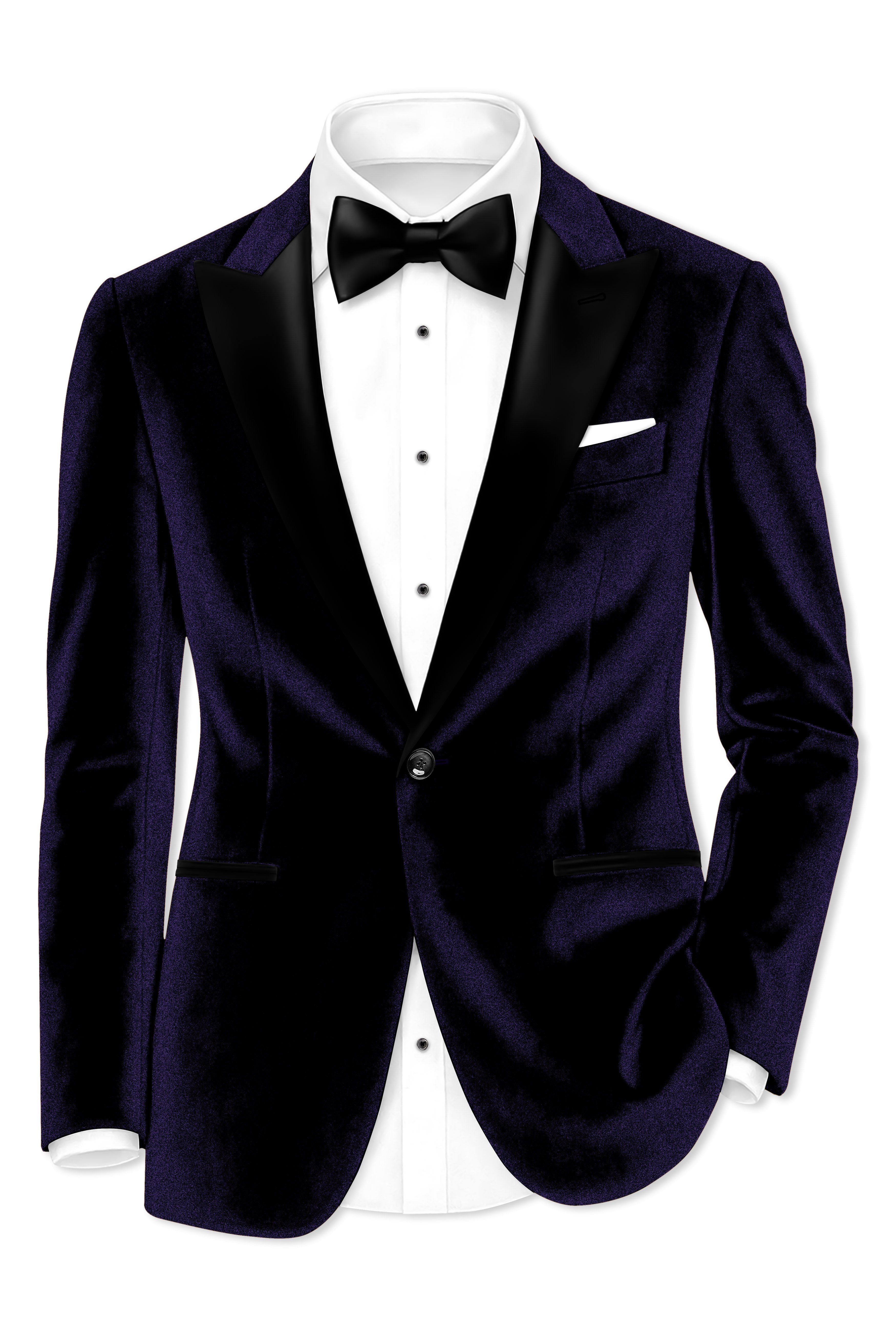 Majesty-Affair Royal Purple Velvet Peak Lapel Tuxedo Blazer