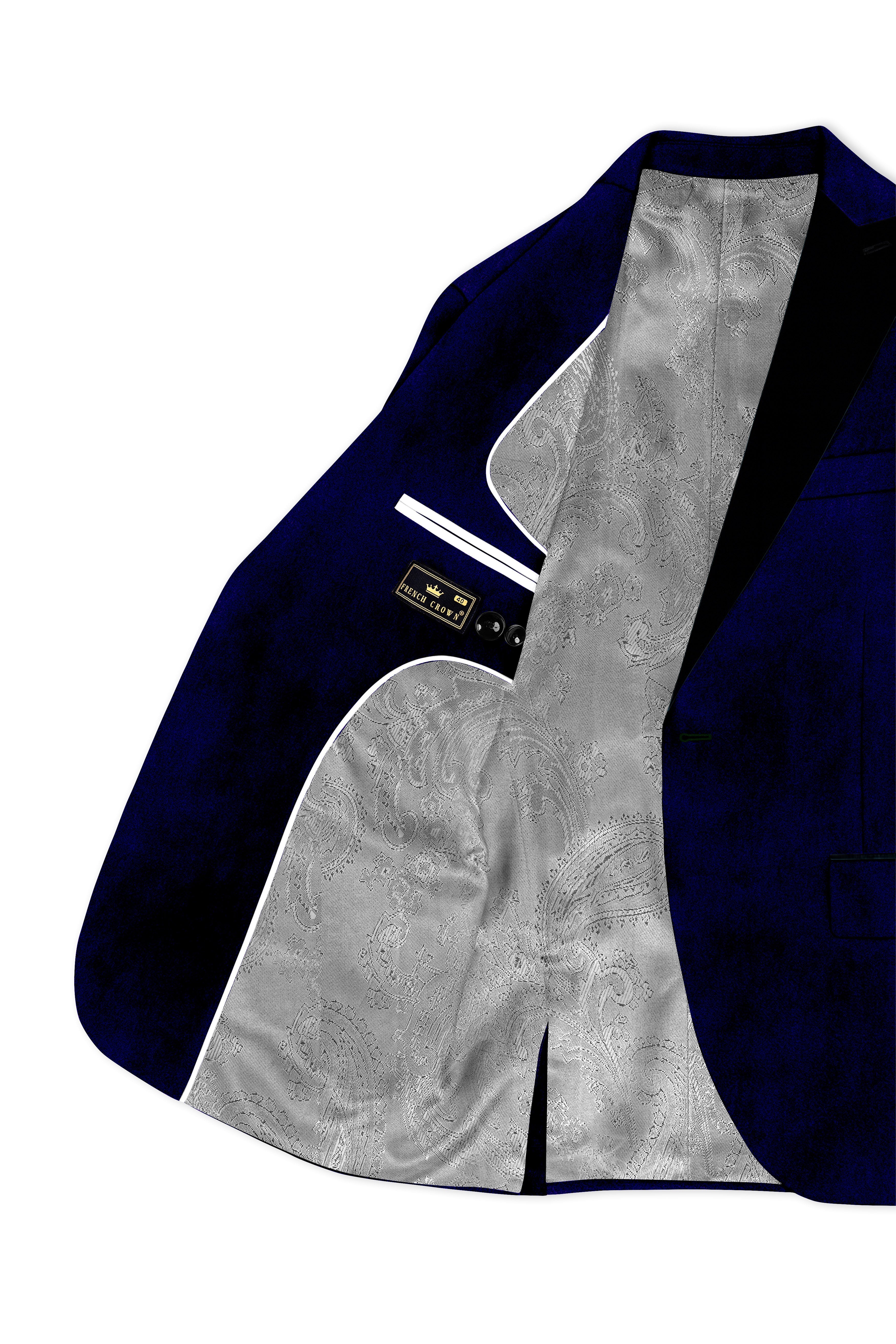 Aether-Stratos Blue Velvet Peak Lapel Tuxedo Blazer