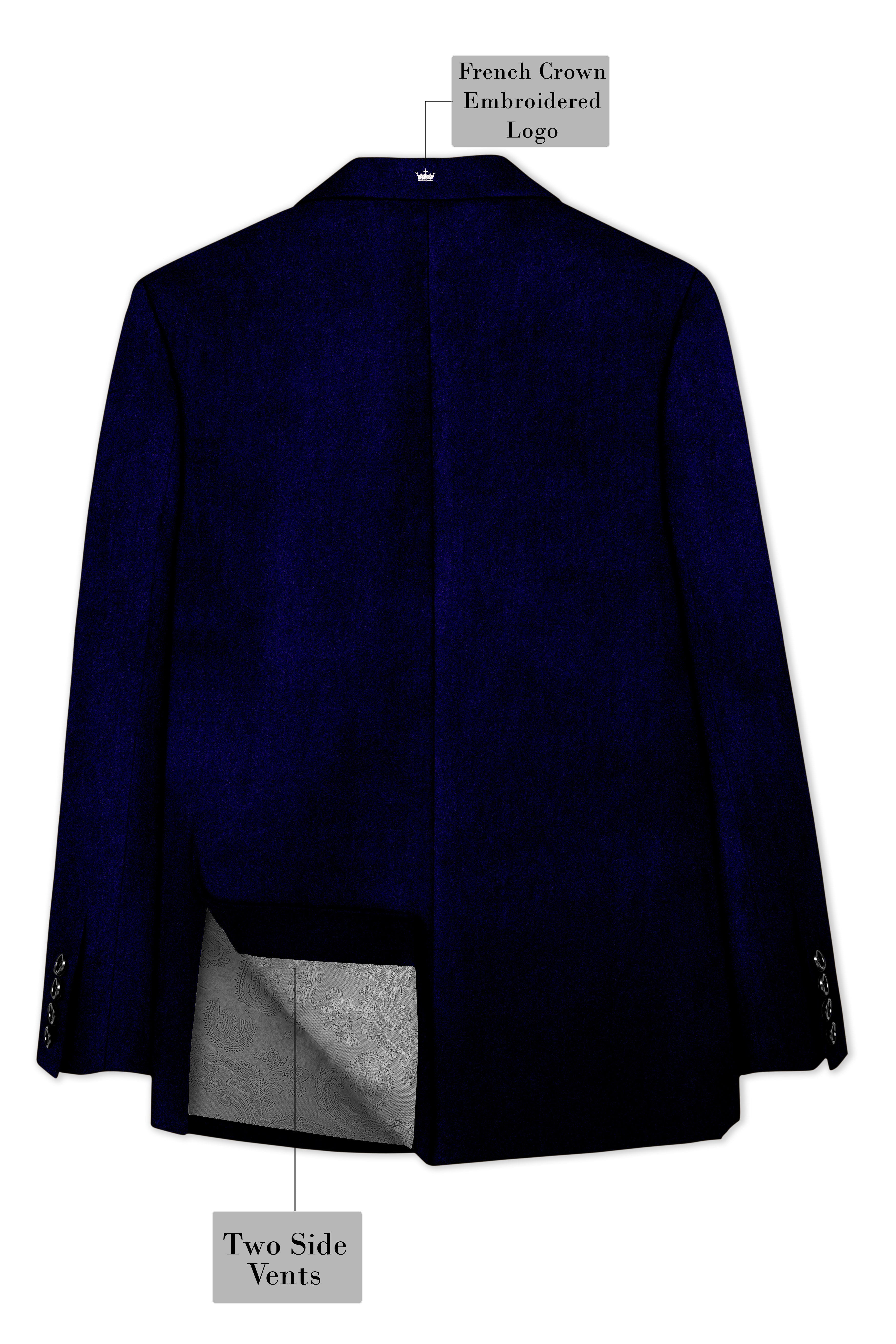 Aether-Stratos Blue Velvet Peak Lapel Tuxedo Blazer