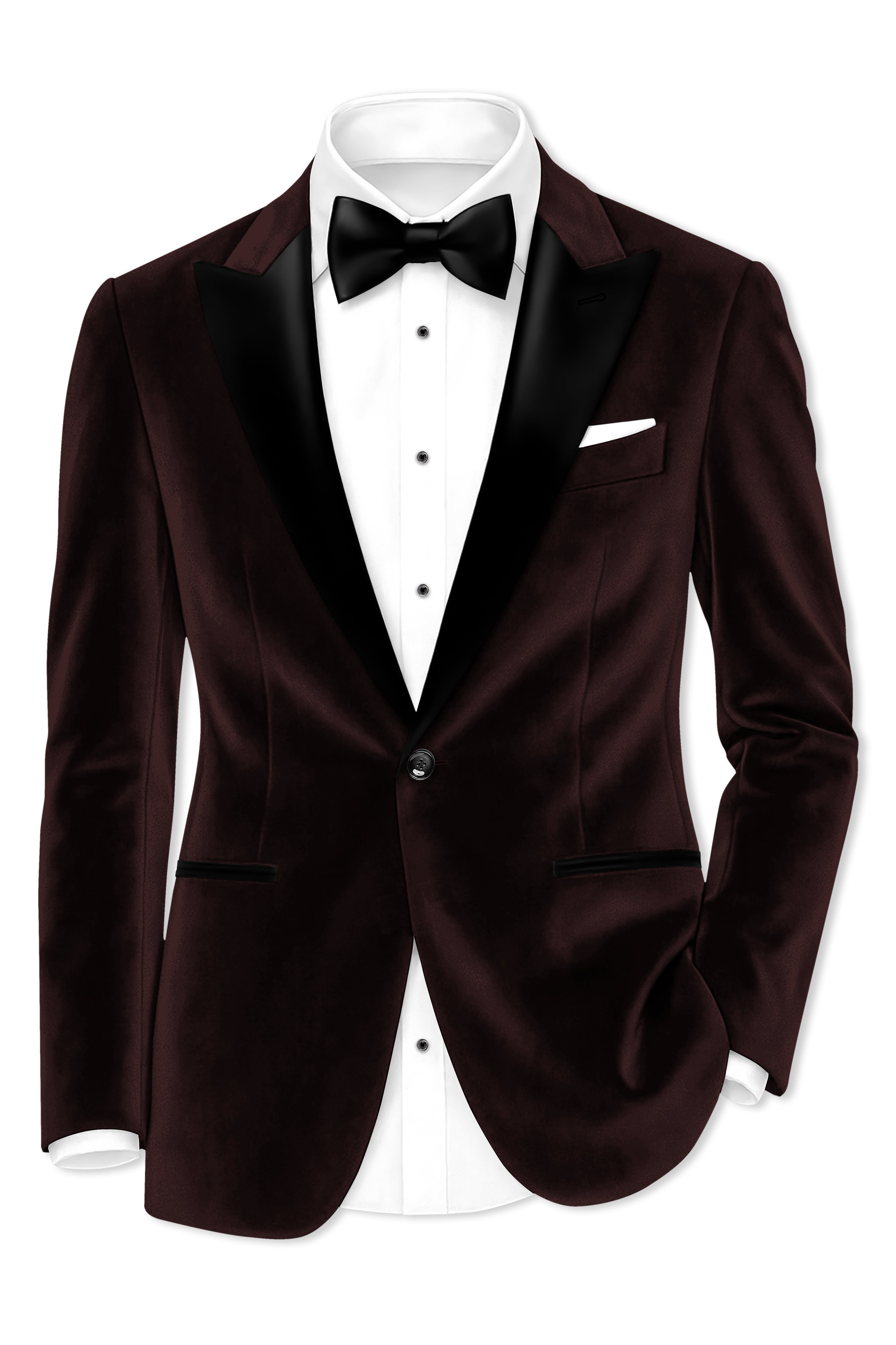 Imperial-Acadia Brown Velvet Peak Lapel Tuxedo Blazer