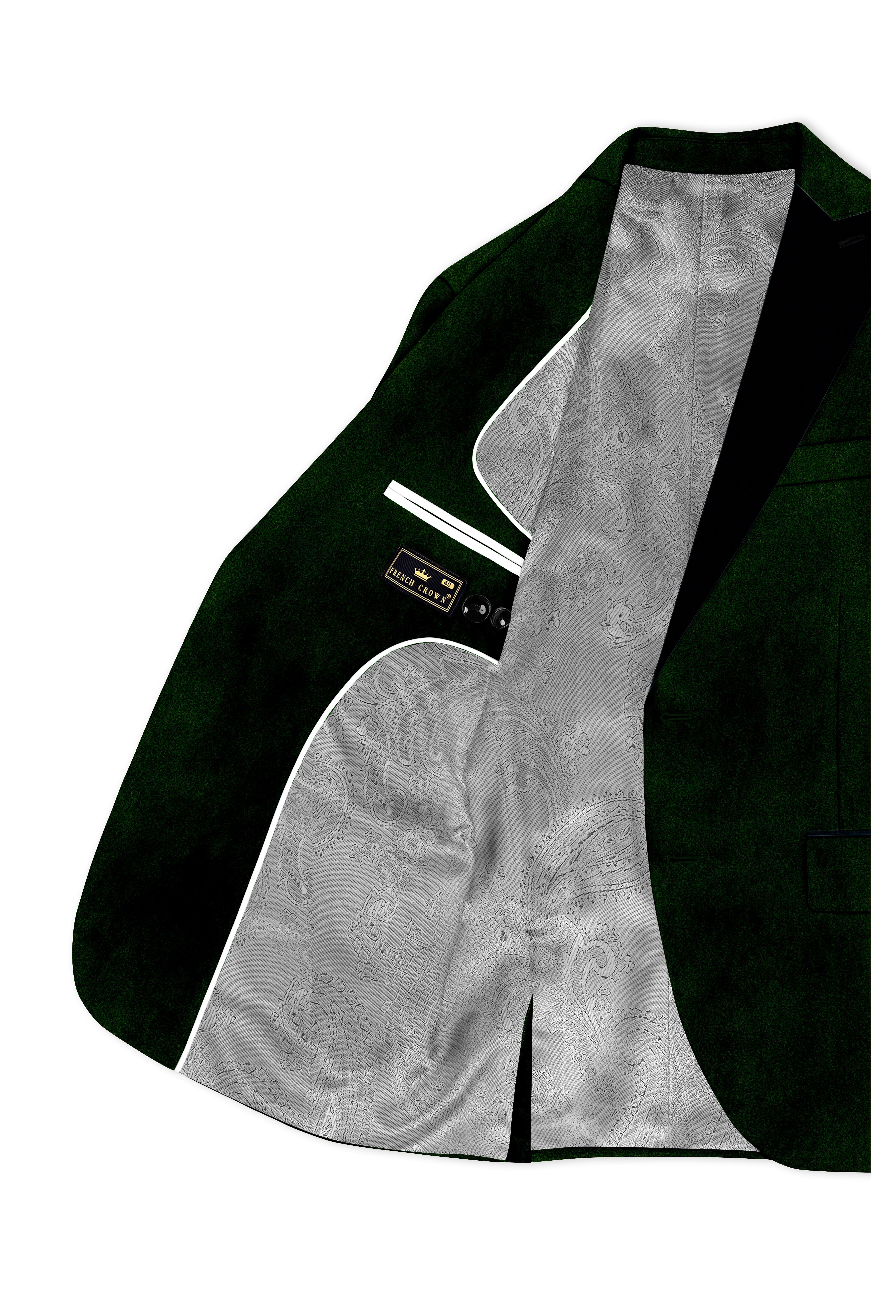 Emerald-Sacramento Green Velvet Peak Lapel Tuxedo Blazer