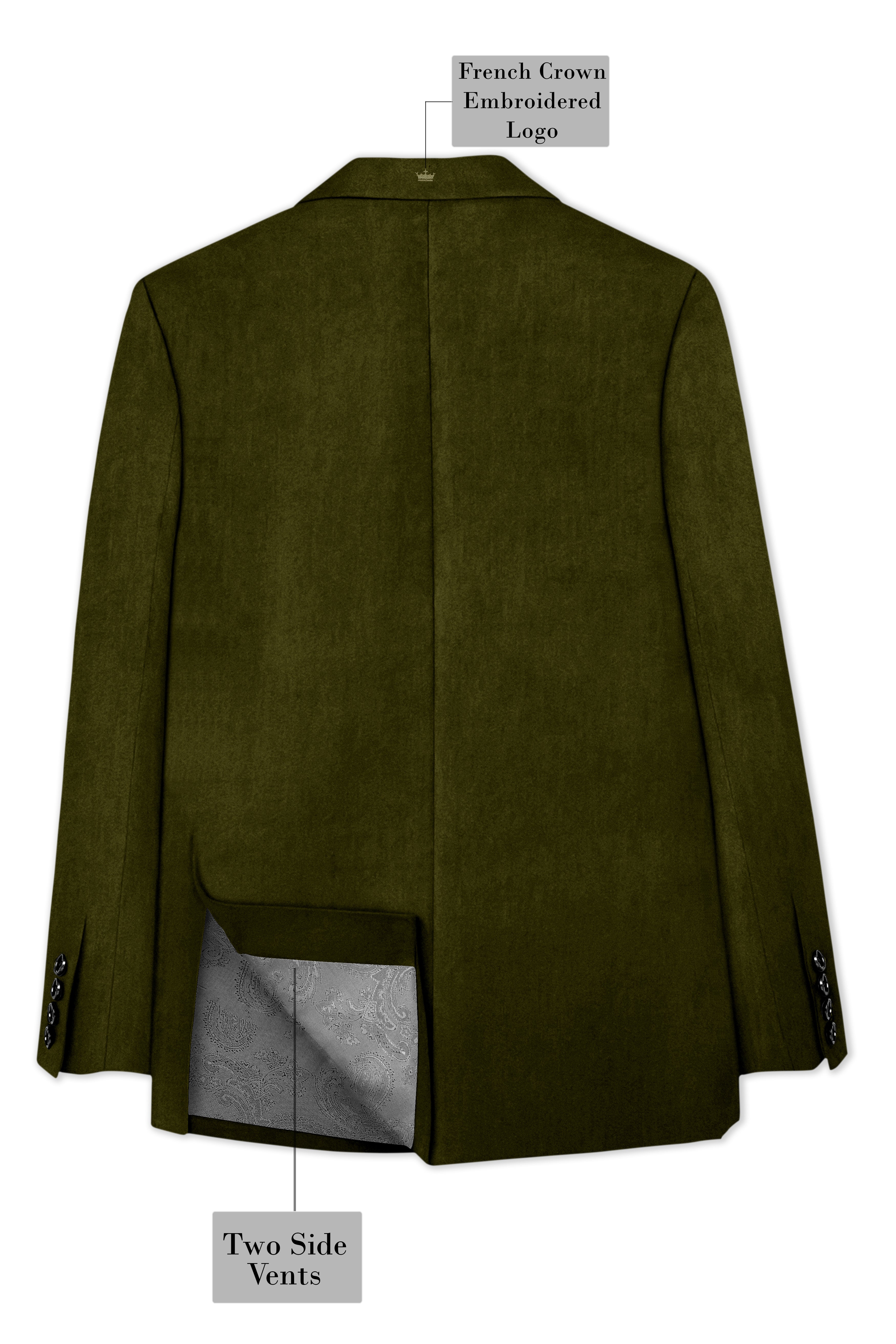 Hunter-Clinker Green Velvet Peak Lapel Tuxedo Blazer
