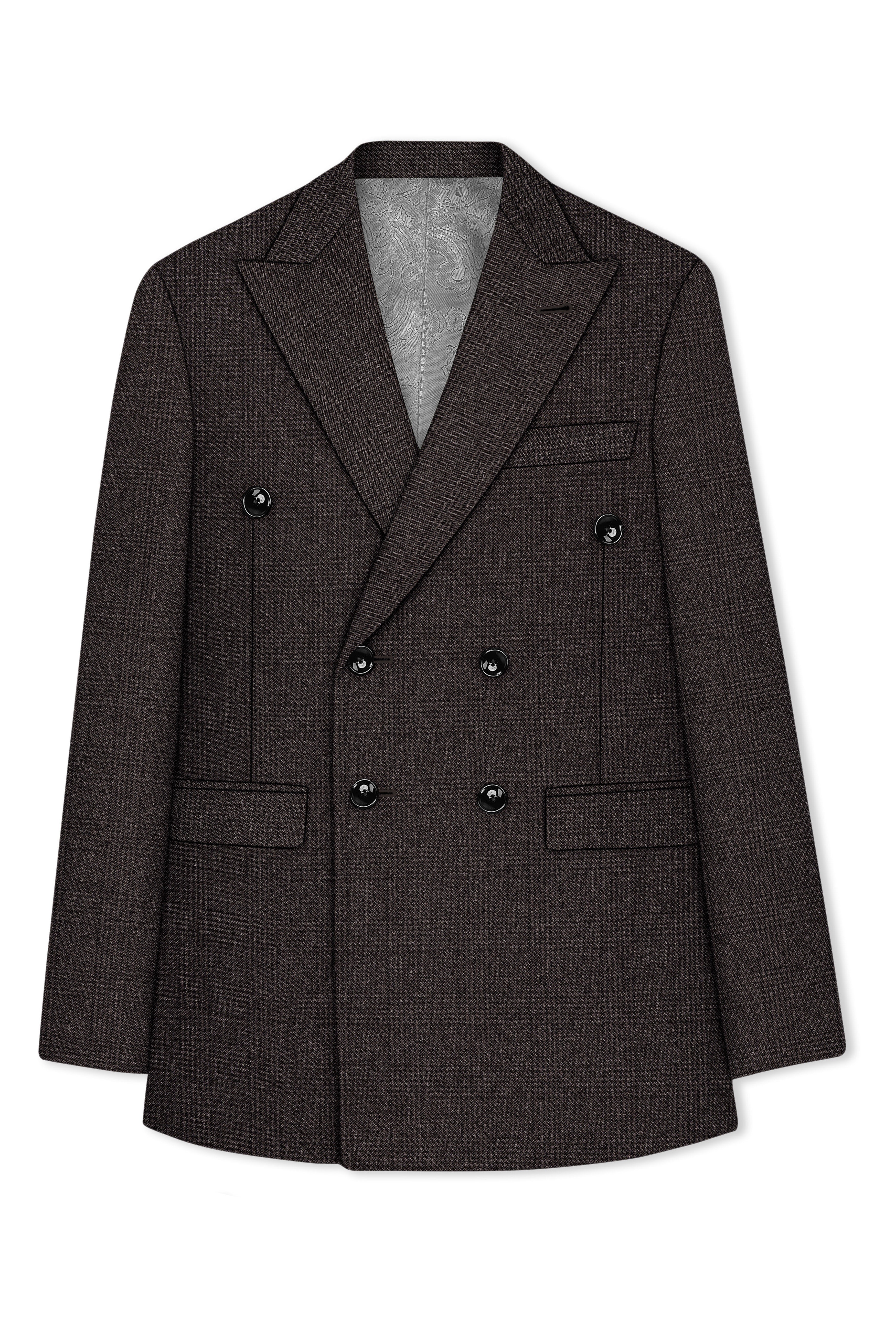 Bruno-Chicago Brown Wales Plaid Tweed Double Breasted Blazers