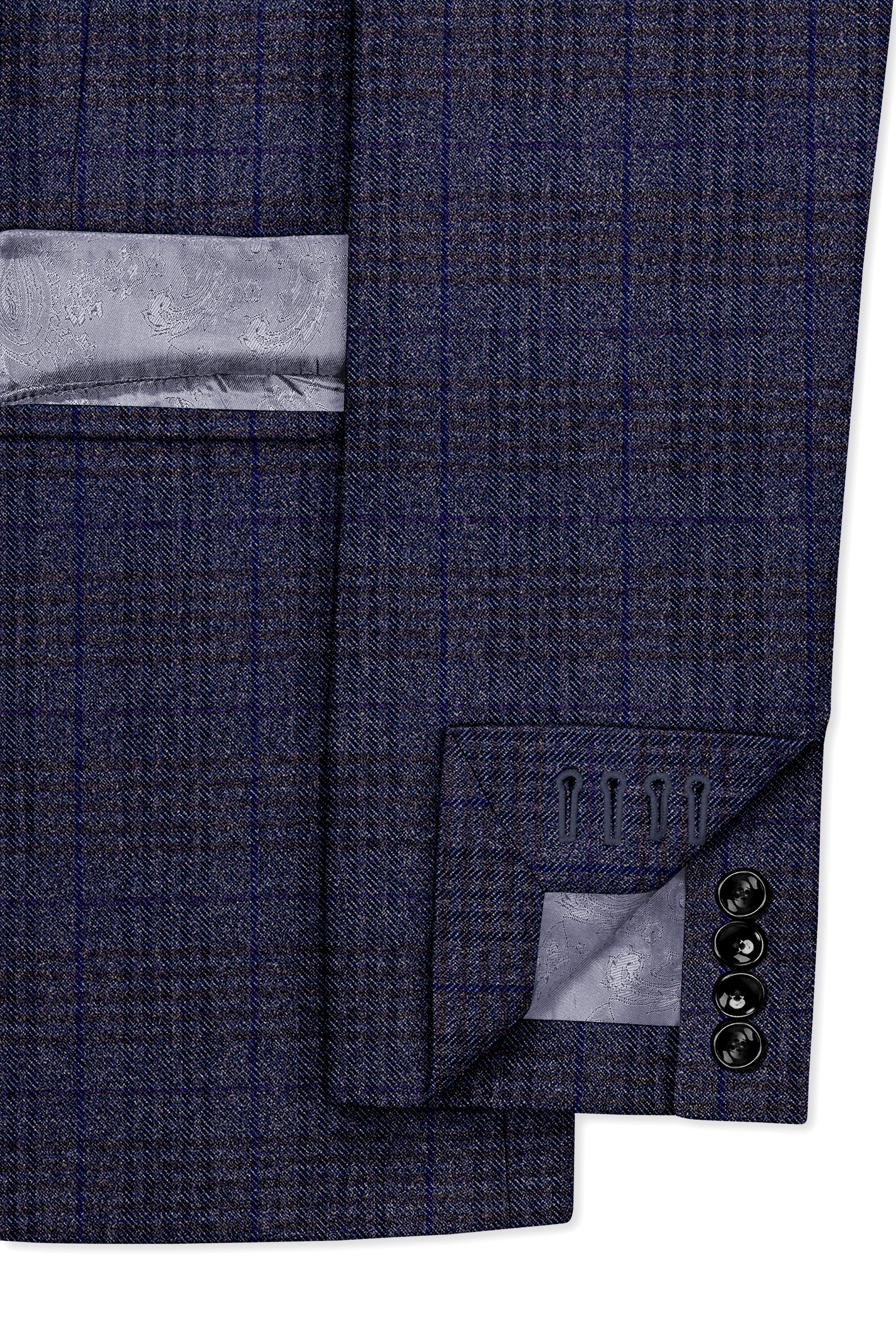 Horizon-Martinique Blue windowpane Tweed Double Breasted Blazers