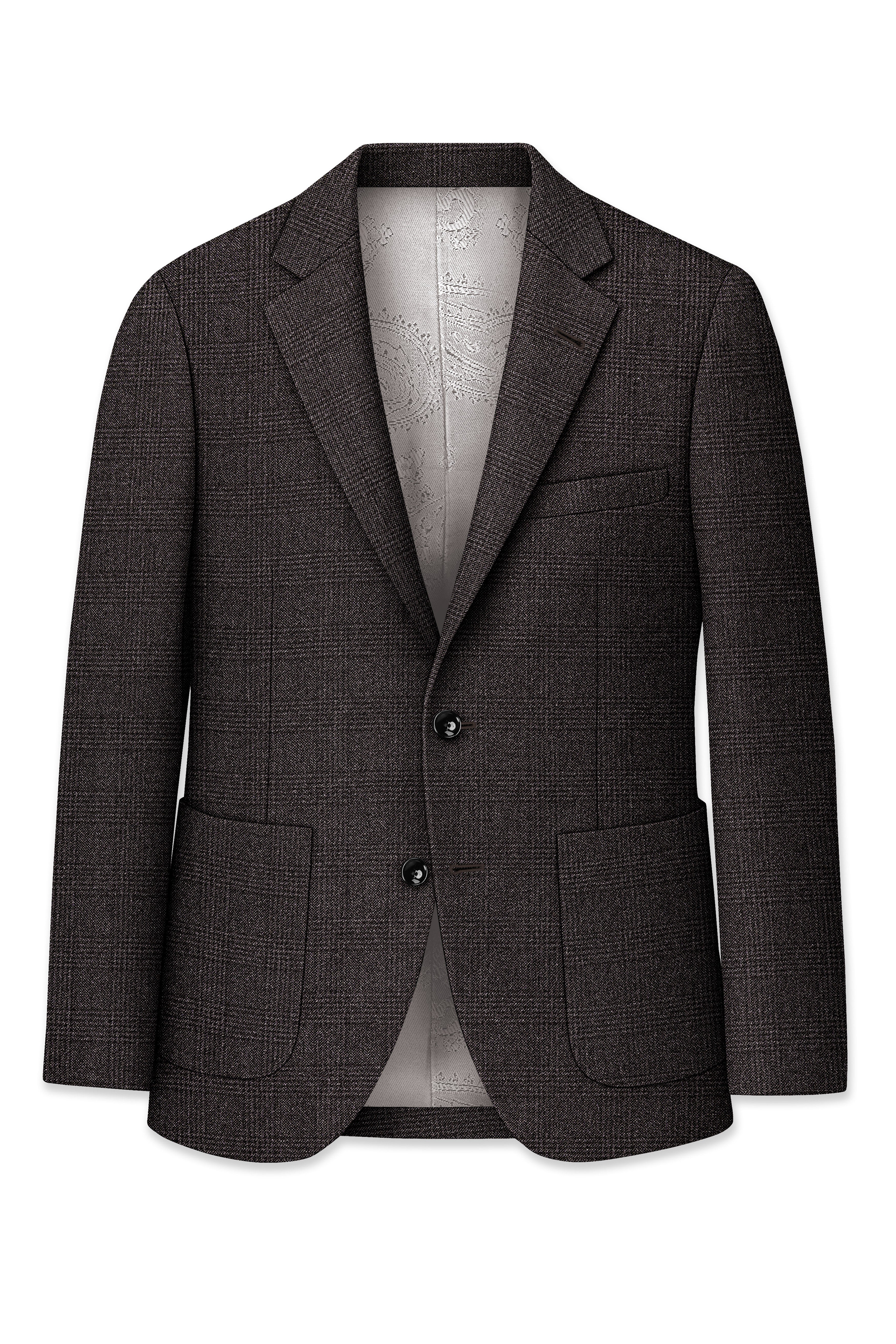 Bruno-Chicago Brown Wales Plaid Tweed Single Breasted Sports Blazers