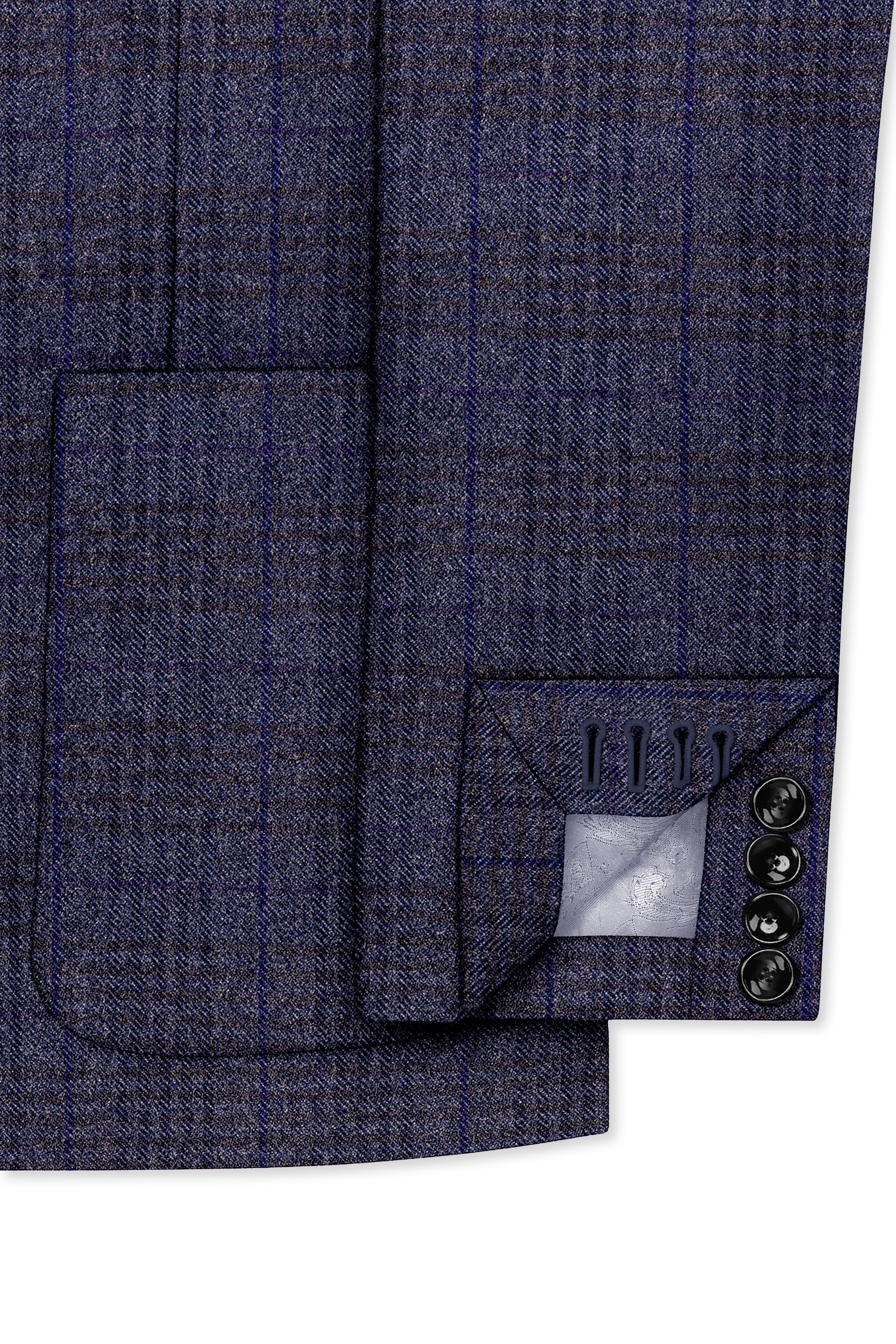 Horizon-Martinique Blue windowpane Tweed Single Breasted Sports Blazers