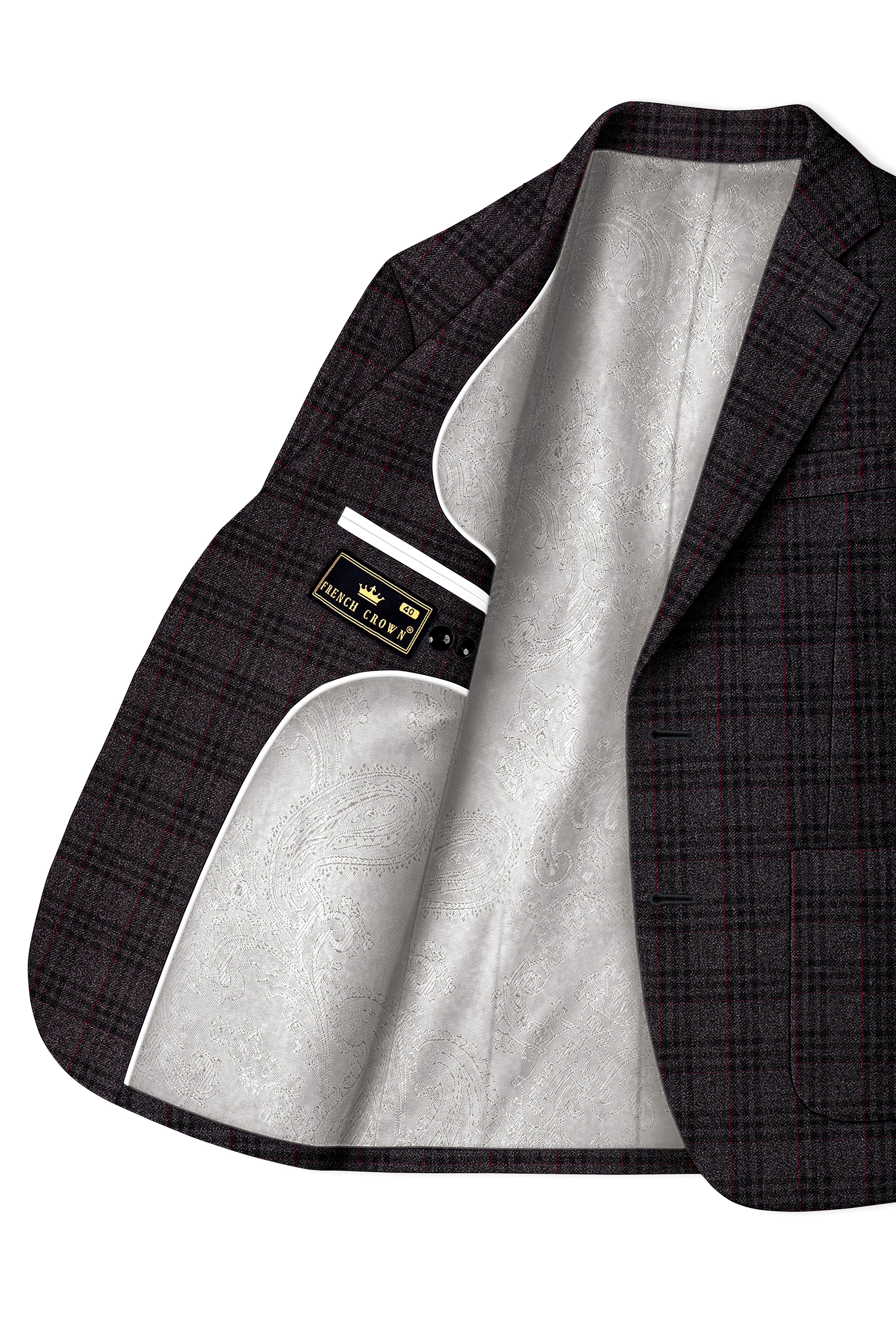 Velours-Ship Gray Plaid Tweed Single Breasted Sports Blazer
