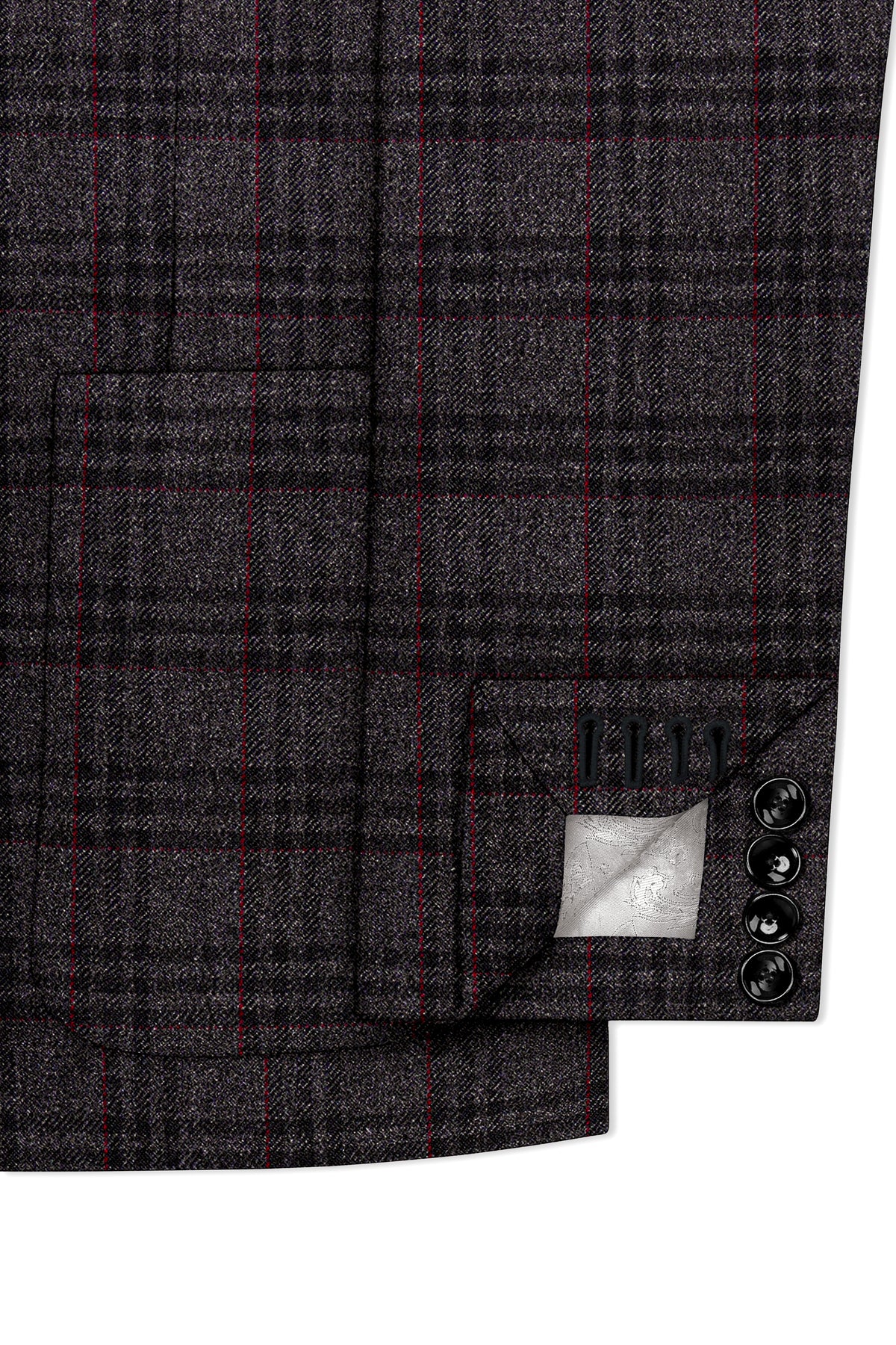 Velours-Ship Gray Plaid Tweed Single Breasted Sports Blazer