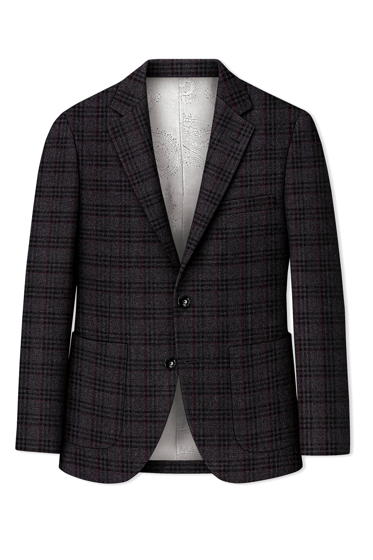 Velours-Ship Gray Plaid Tweed Single Breasted Sports Blazer