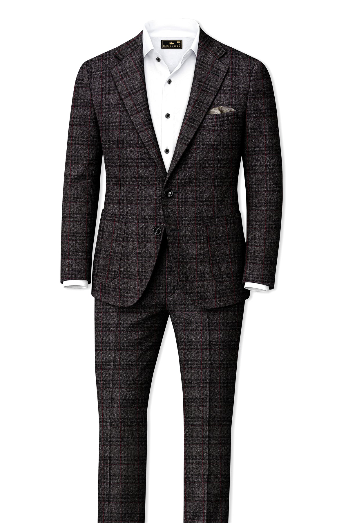 Velours-Ship Gray Plaid Tweed Single Breasted Sports Blazer