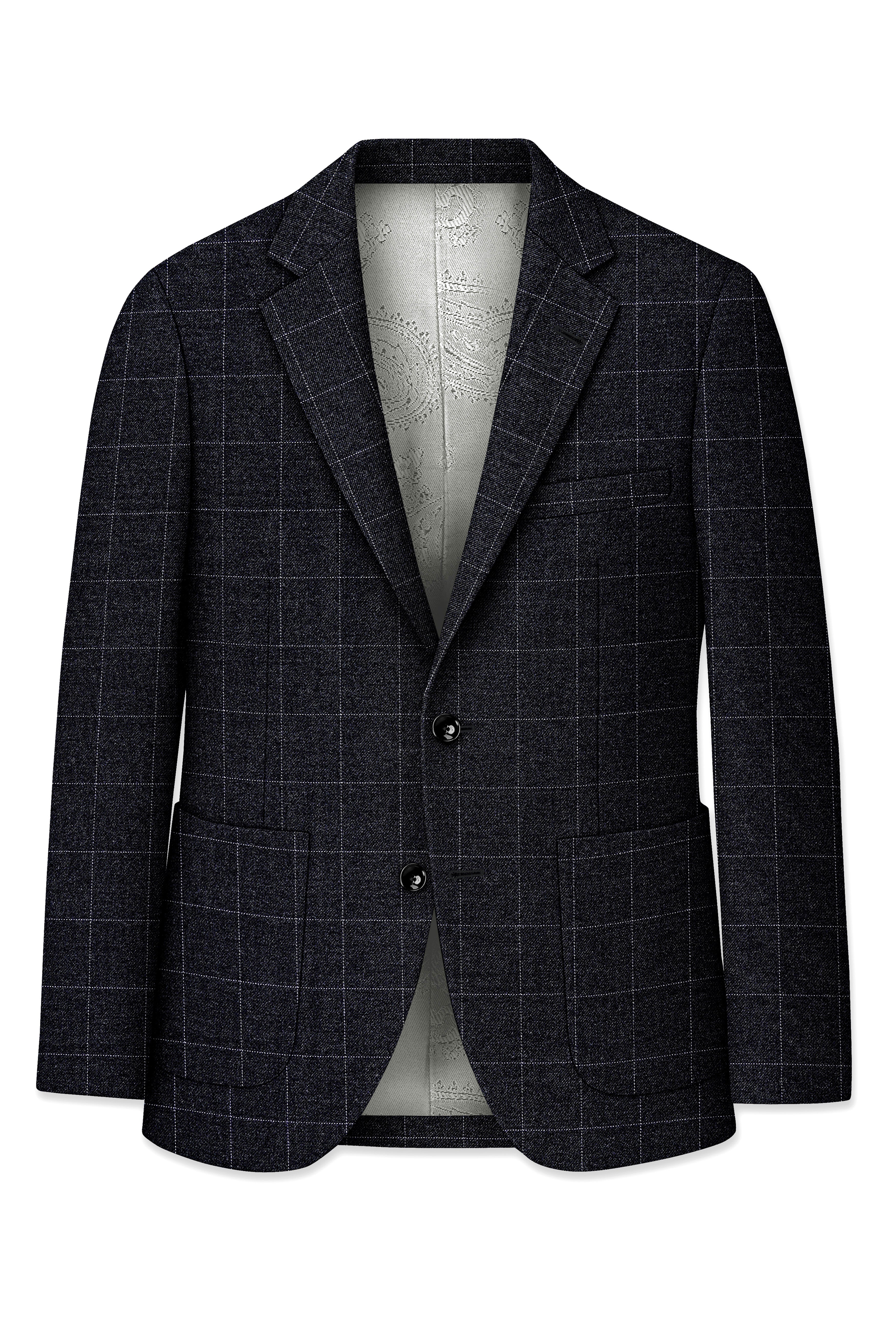 Fenrir-Shark Gray windowpane Tweed Single Breasted Sports Blazers