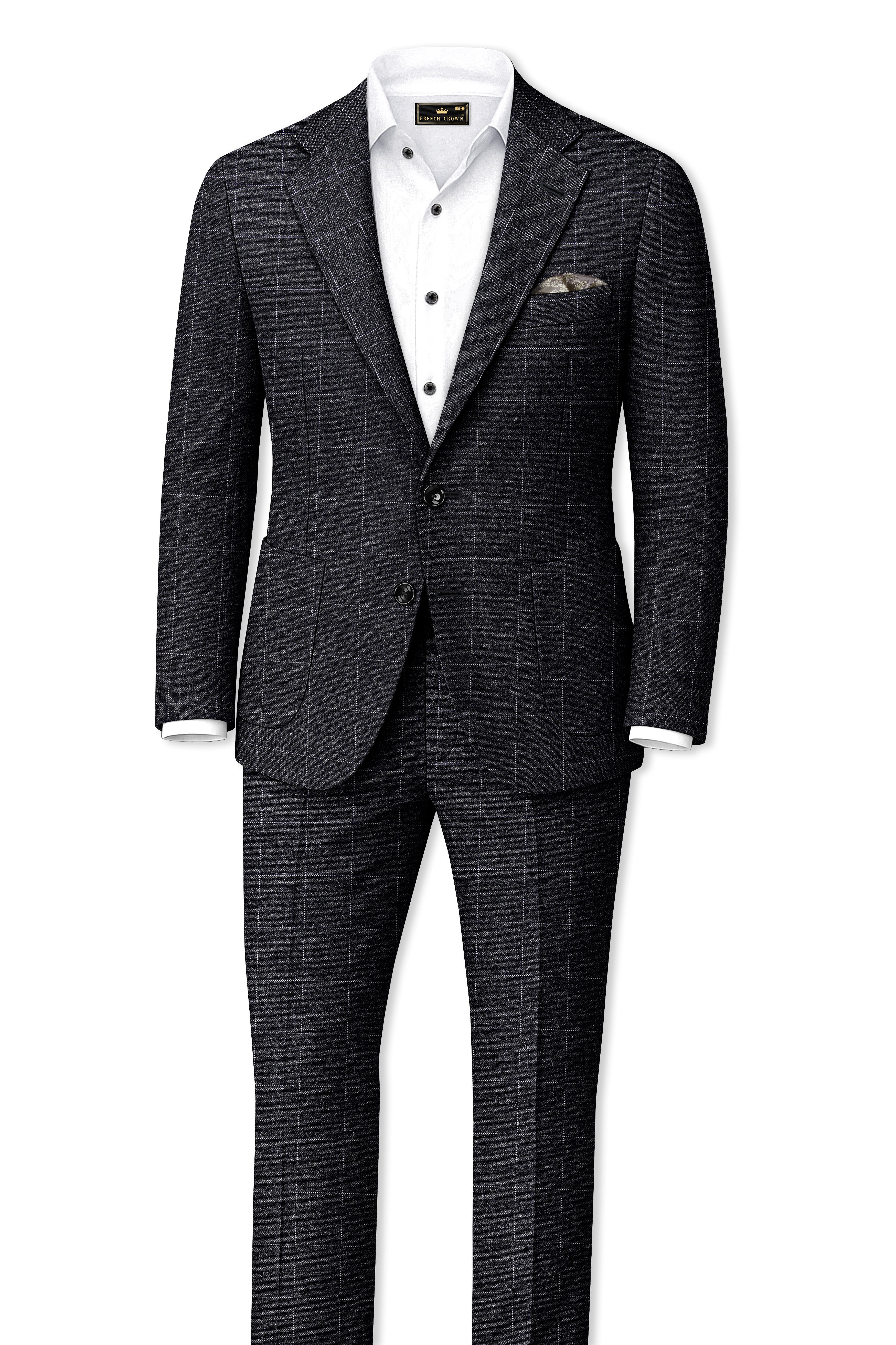 Fenrir-Shark Gray windowpane Tweed Single Breasted Sports Blazers