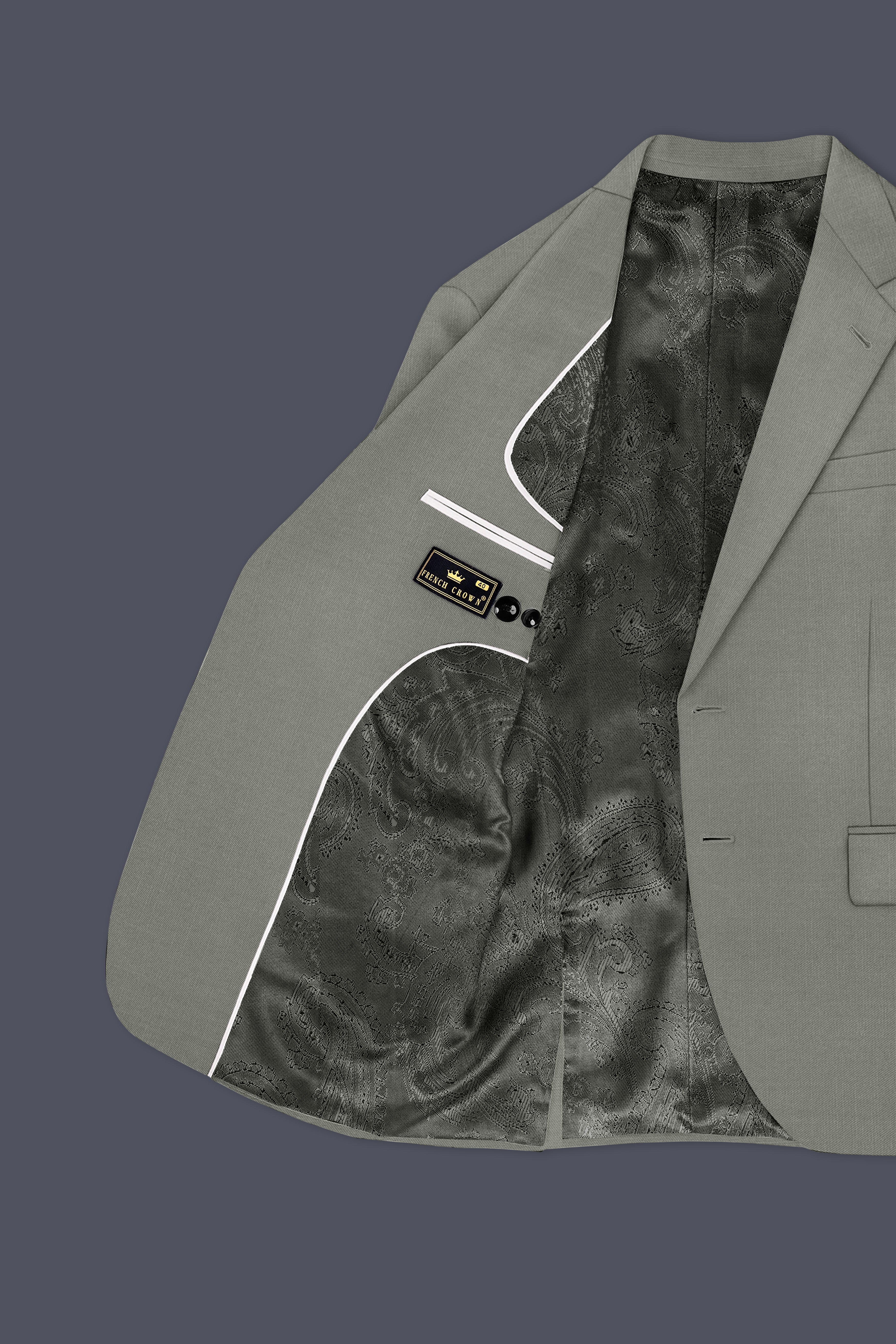 Verdure-Sage Green Wool Rich Single Breasted Slight Stretch Blazers