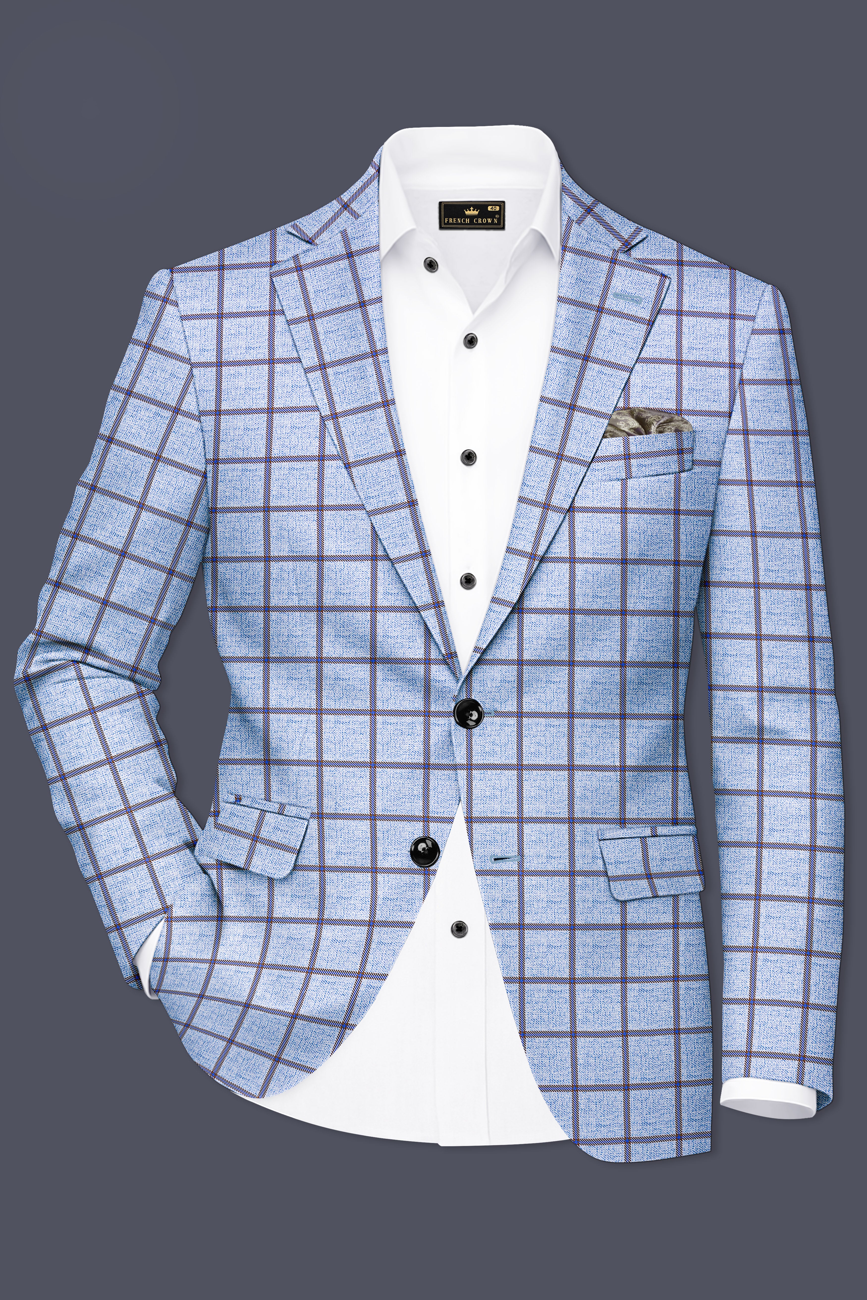 Mistrel-Spun Pearl Blue Windows Wool Rich Single Breasted Blazer