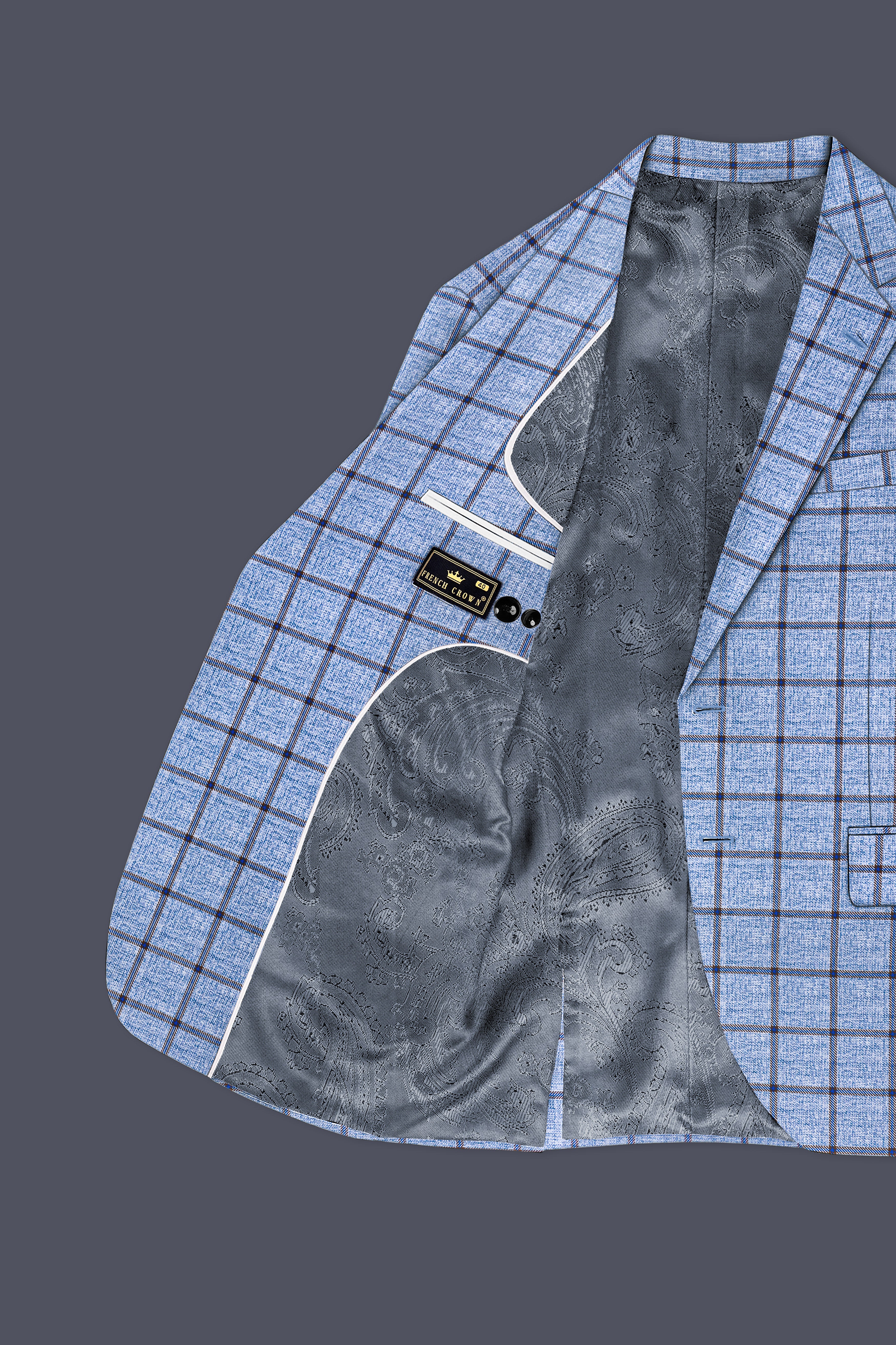 Mistrel-Spun Pearl Blue Windows Wool Rich Single Breasted Blazer