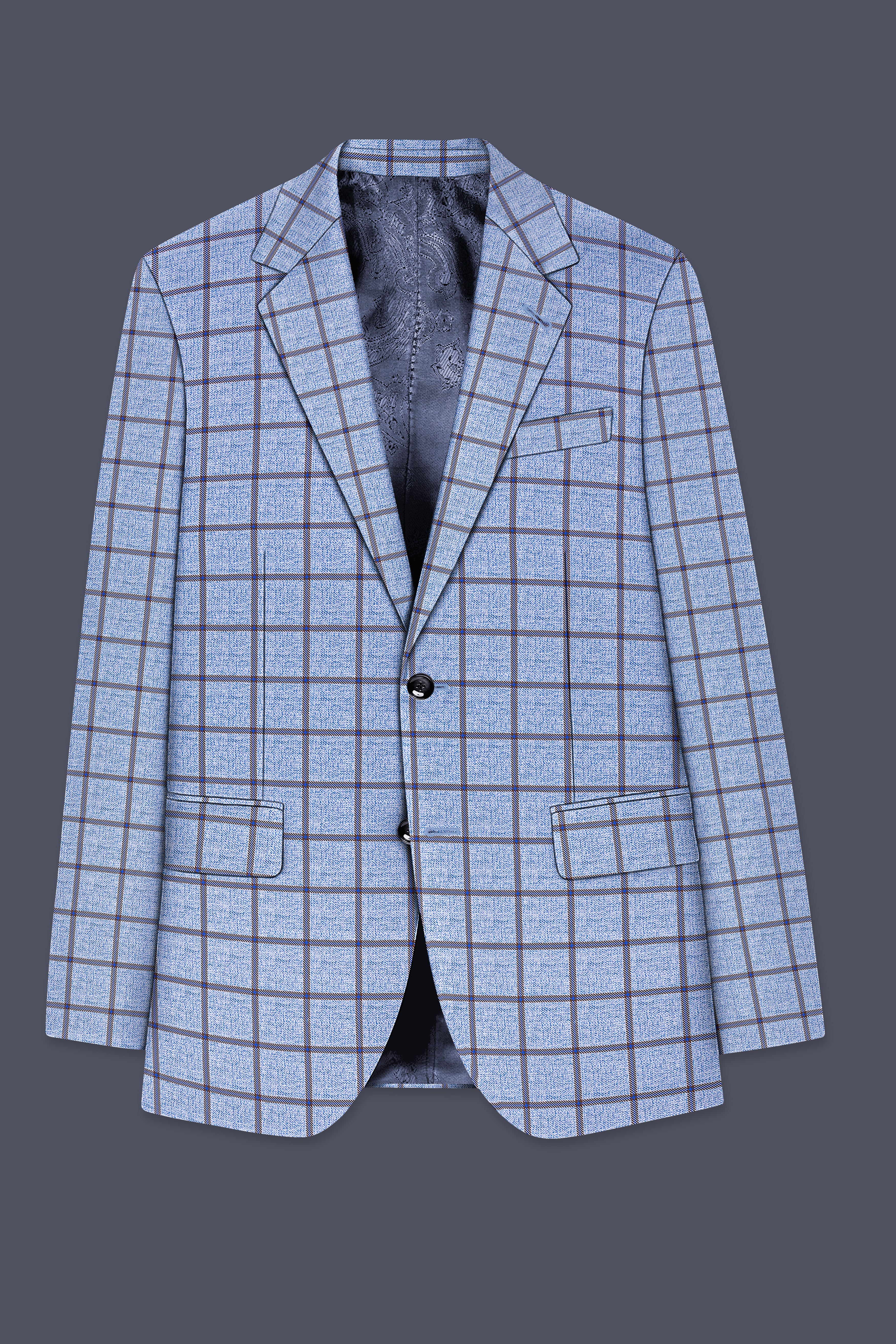 Mistrel-Spun Pearl Blue Windows Wool Rich Single Breasted Blazer