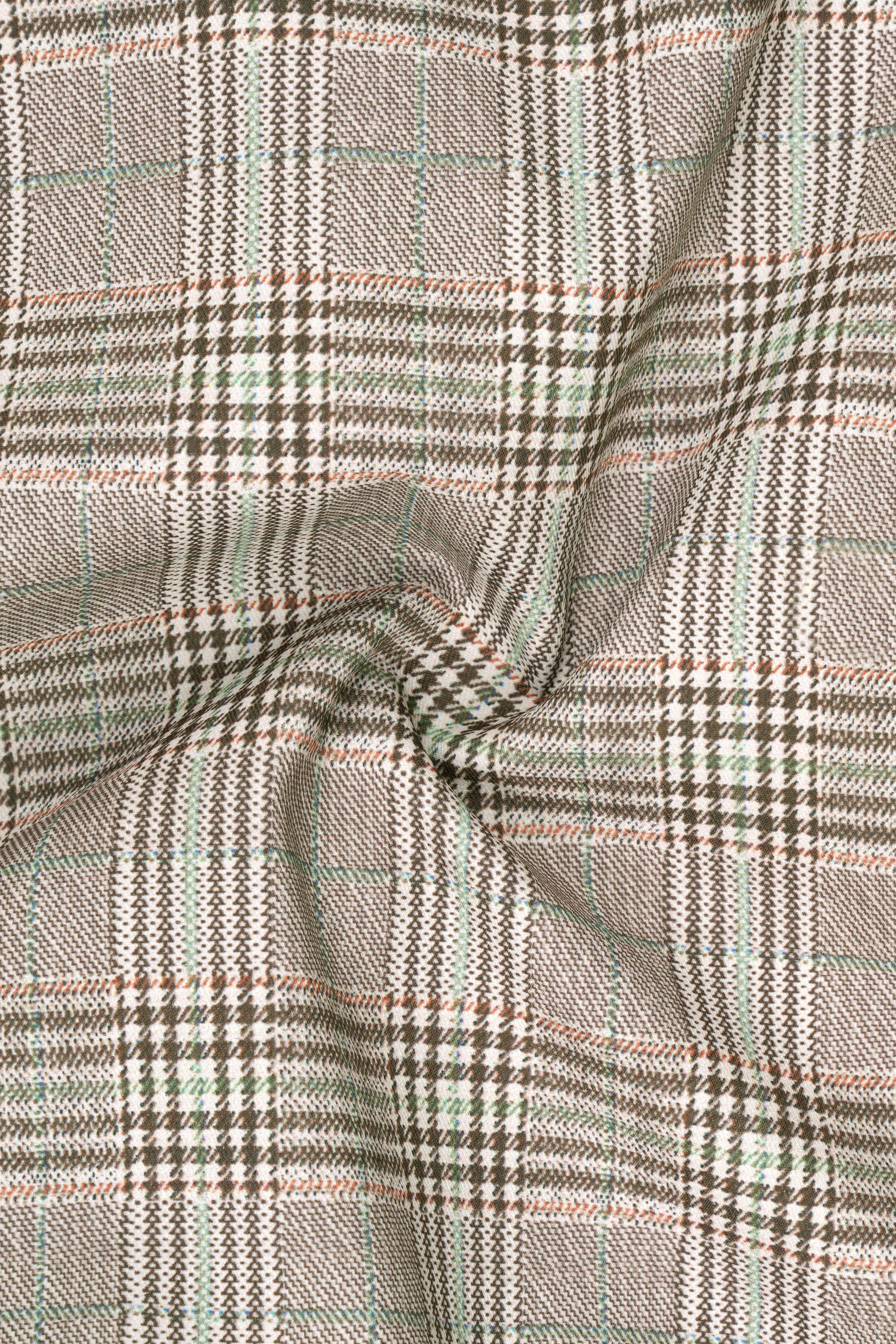 Truffle-Café Noir Brown Plaid Wool Rich Double Breasted Blazer