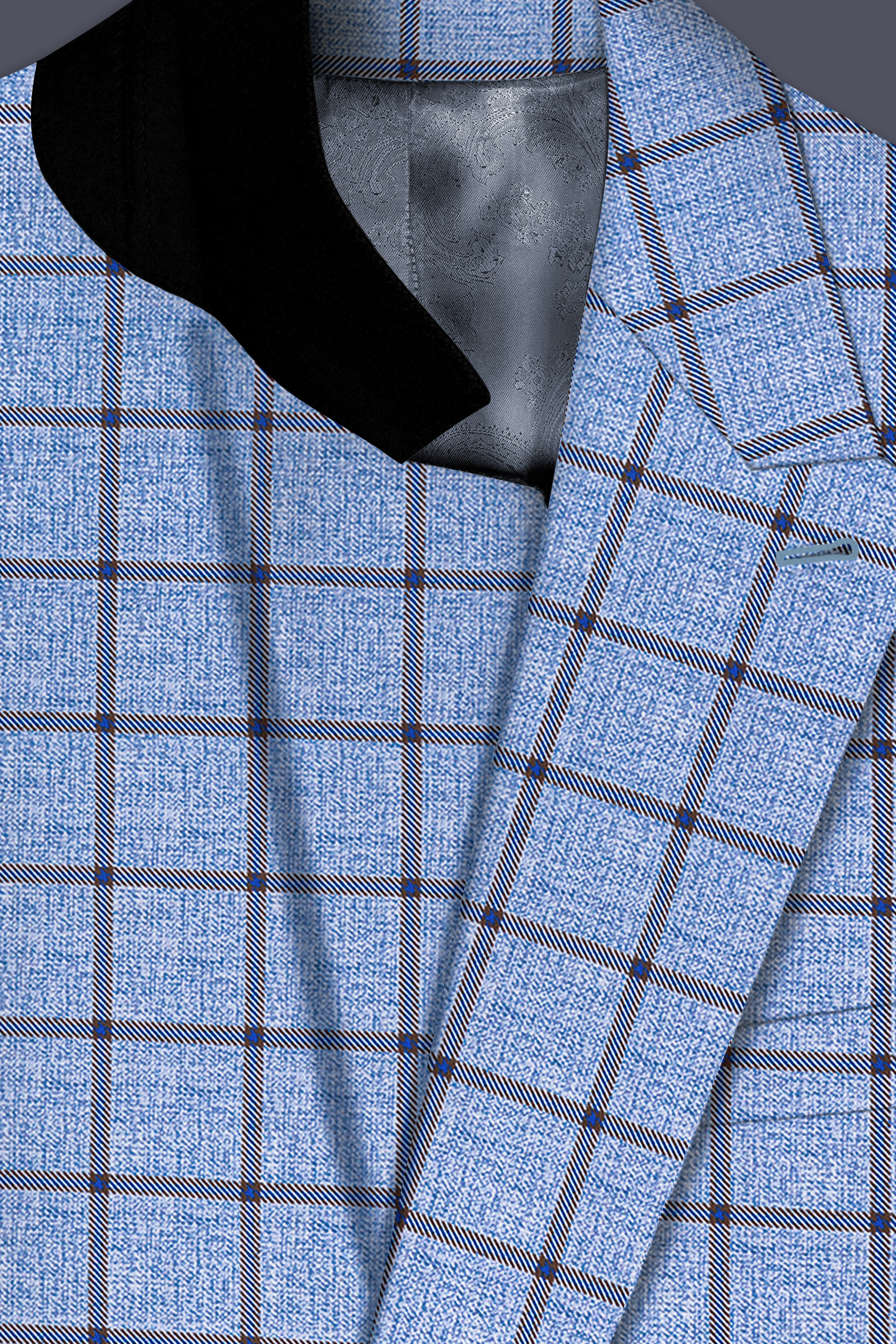 Mistrel-Spun Pearl Blue Windows Wool Rich Double Breasted Blazer