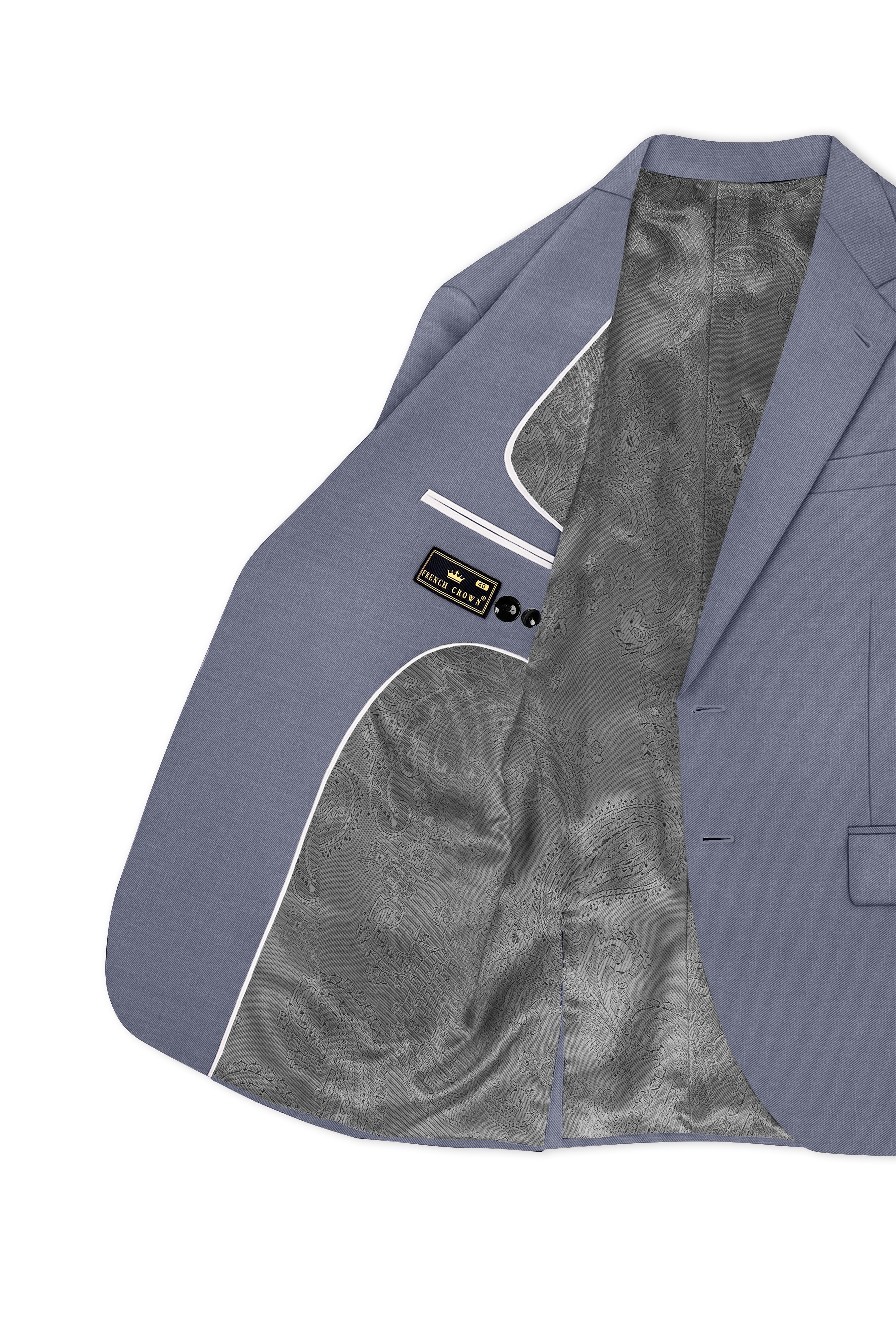 Grisoro-Storm Gray Wool Rich Slight Stretch Single Breasted Blazer