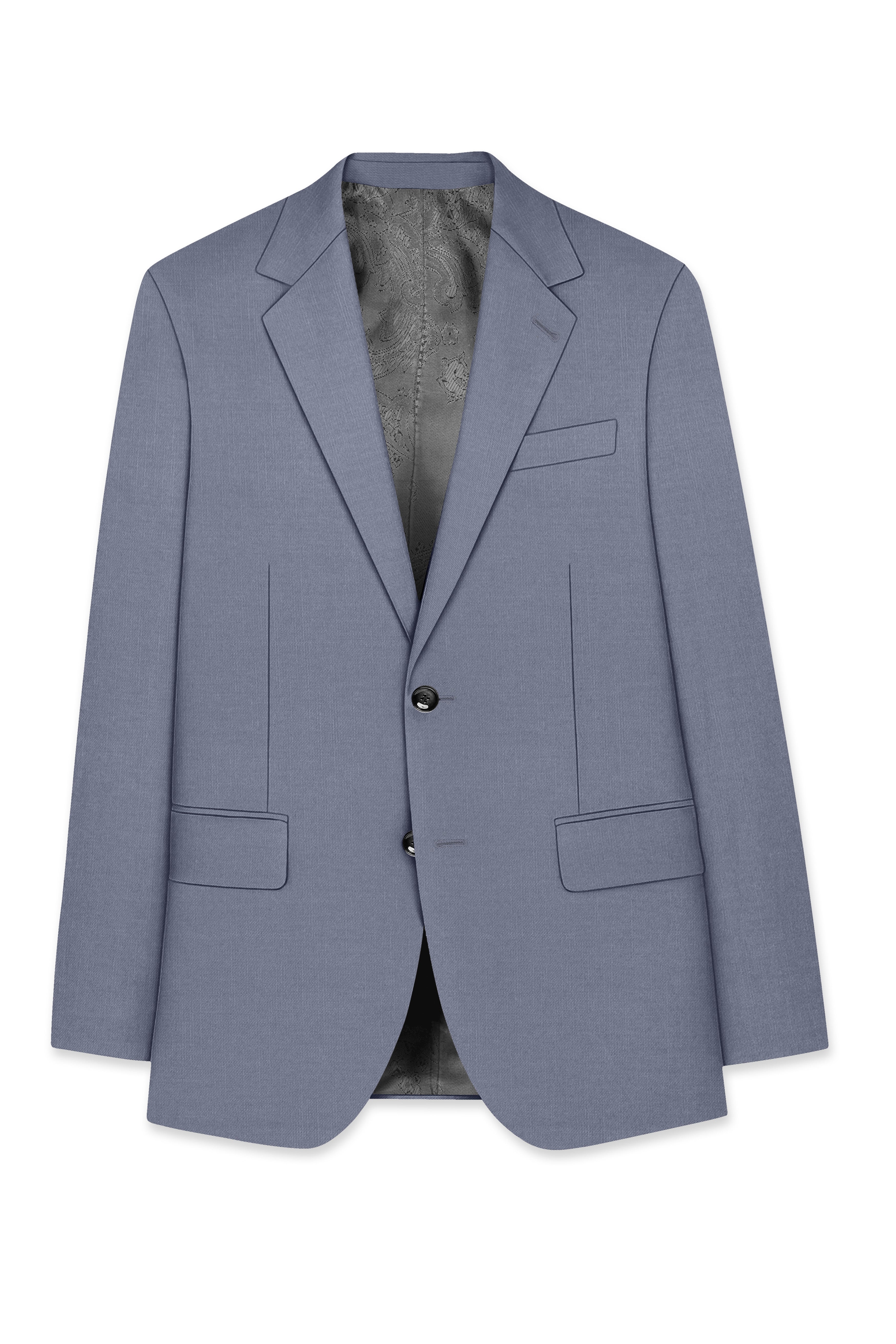 Grisoro-Storm Gray Wool Rich Slight Stretch Single Breasted Blazer