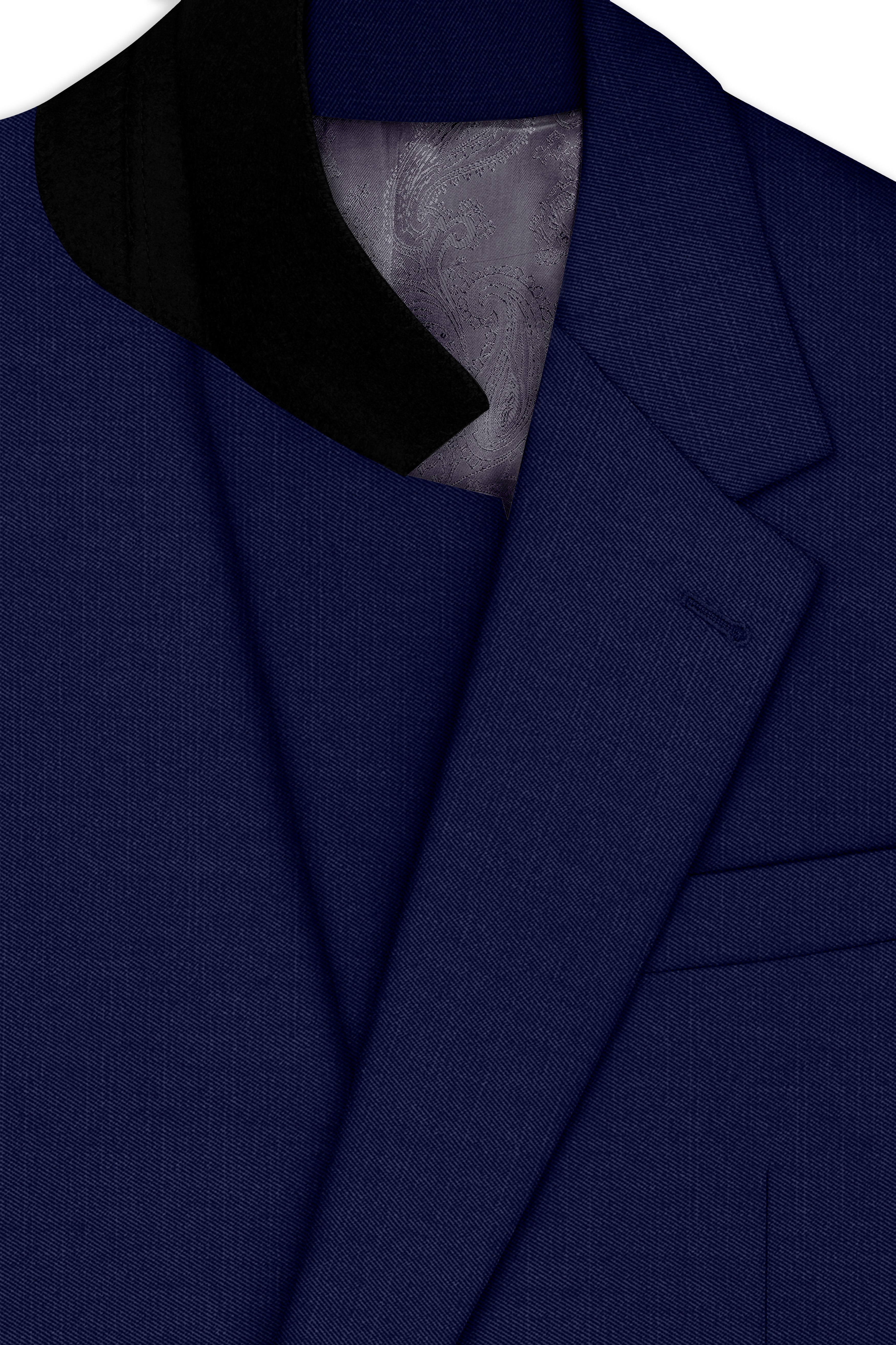 Obsidio-Ebony Navy Blue Wool Rich Slight Stretch Single Breasted Blazer