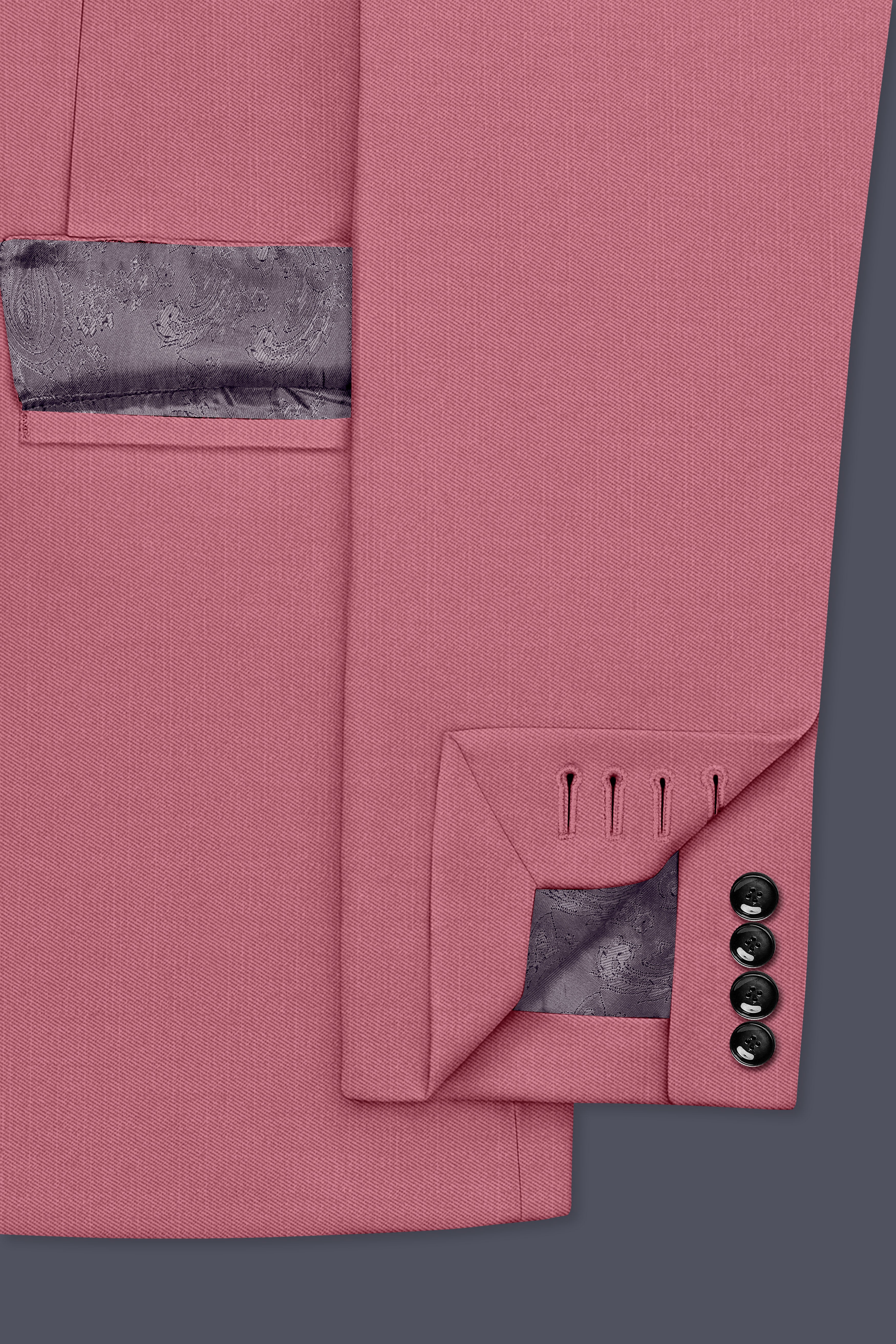 Soleil-Peach Wool Rich Slight Stretch Single Breasted Blazer