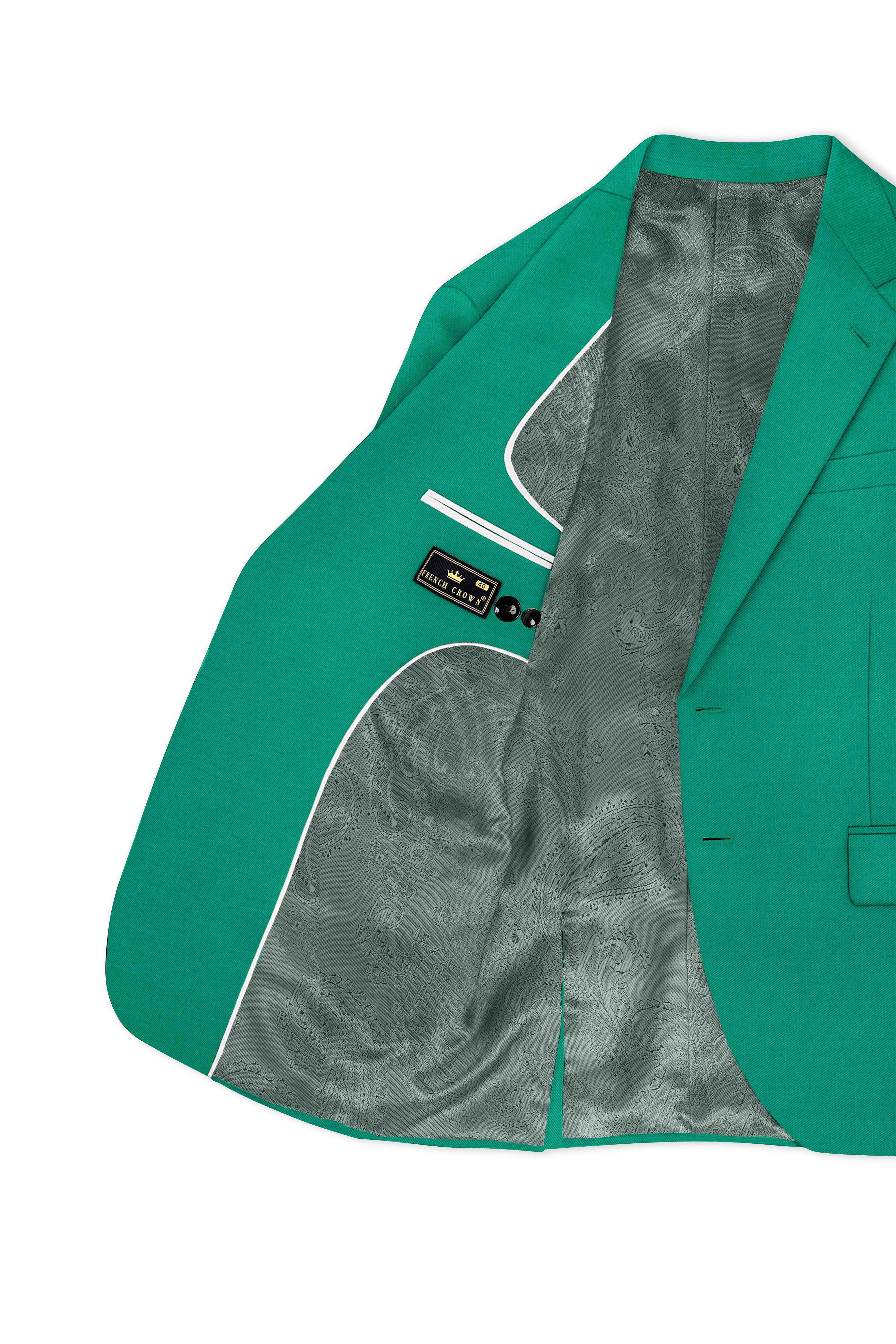 Emerald-Tropical Green Wool Rich Slight Stretch Single Breasted Blazer