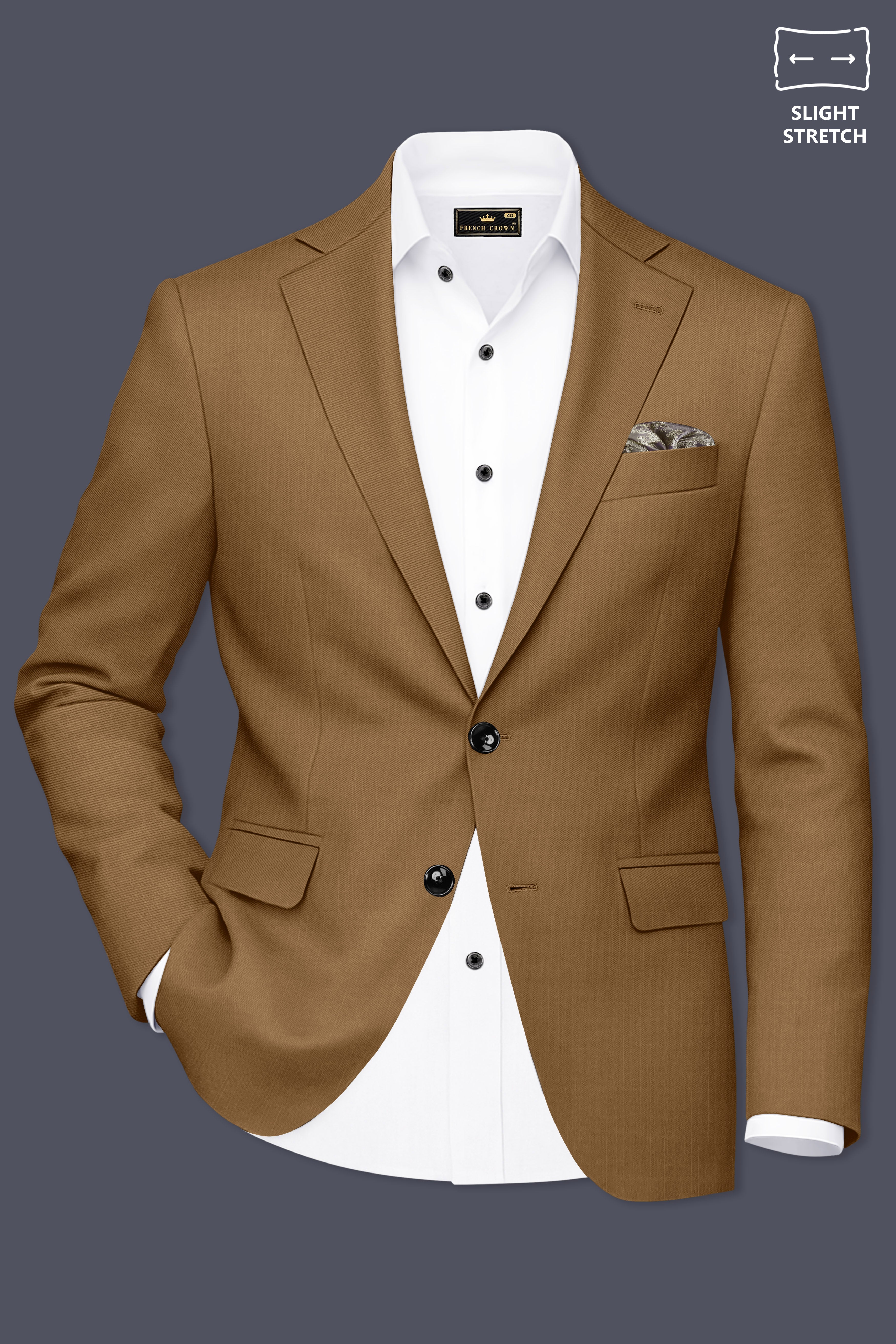 Sapphire-Potters Brown Wool Rich Slight Stretch Single Breasted Blazer