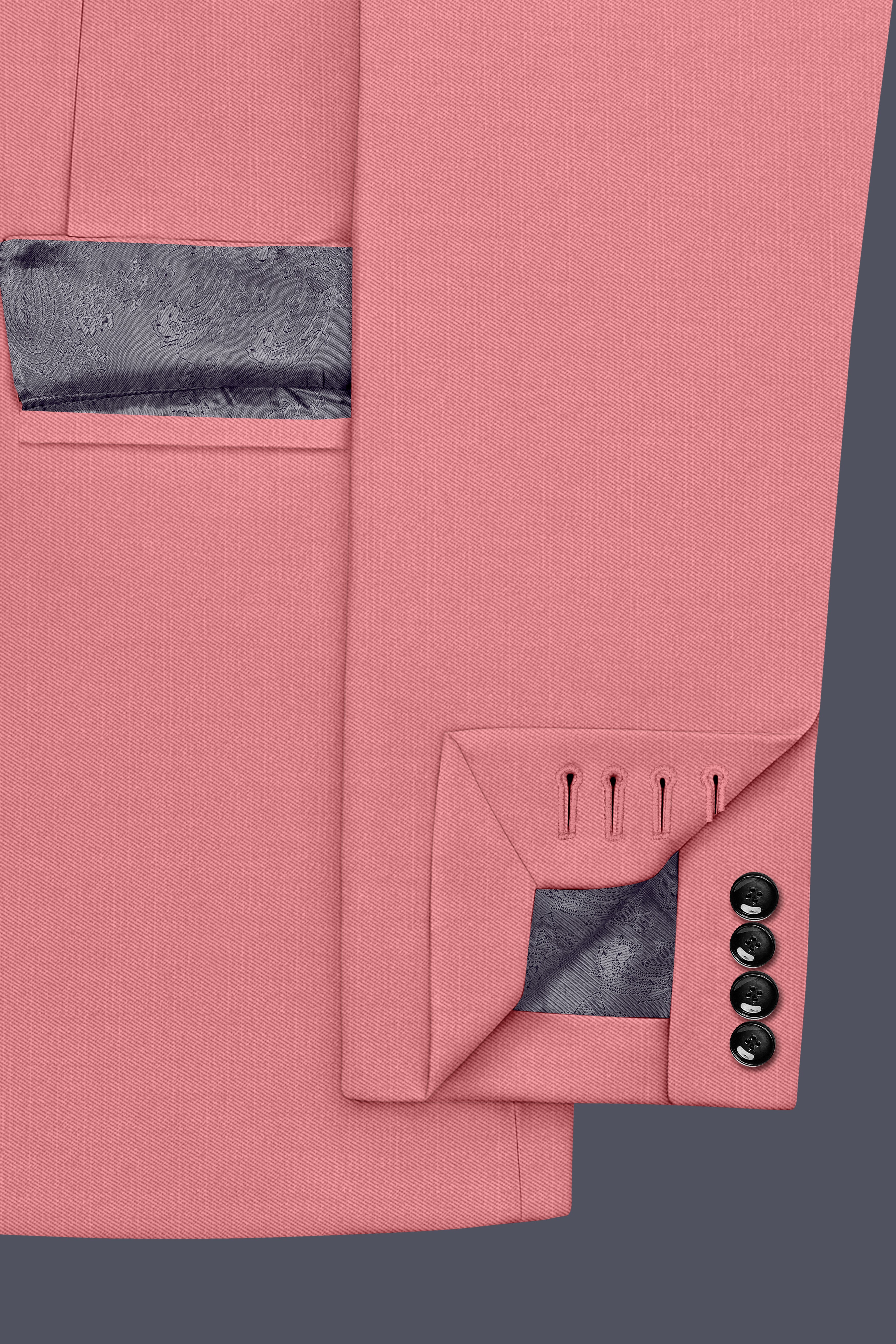 Solaro-Coral Orange Wool Rich Slight Stretch Double Breasted Blazer