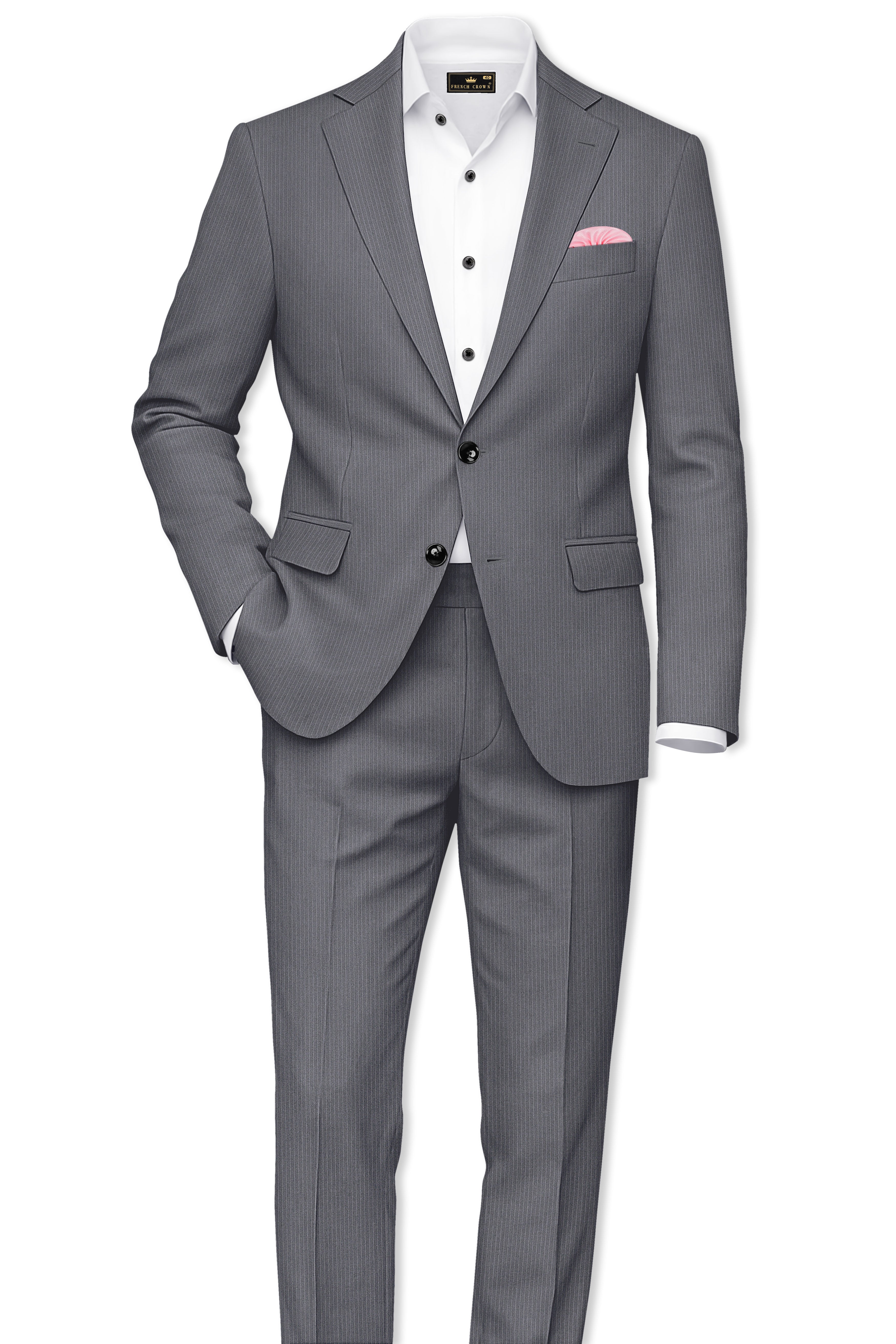 Apex-Ironside Gray Pencil Striped Wool Rich Slight Stretch Single Breasted Blazer