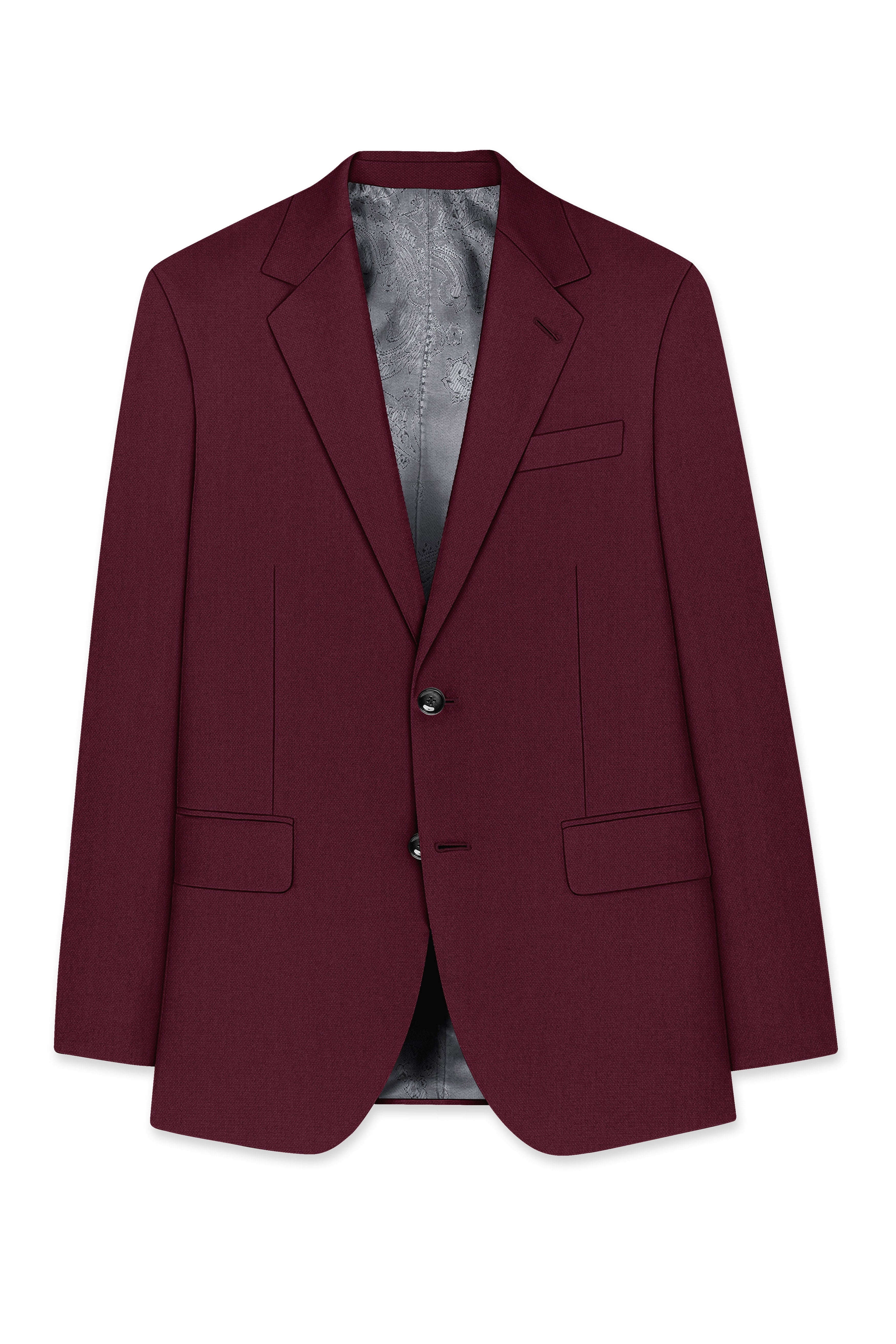 Imperial-Crater Maroon Diamond Textured Wool Rich Slight Stretch Single Breasted Blazer