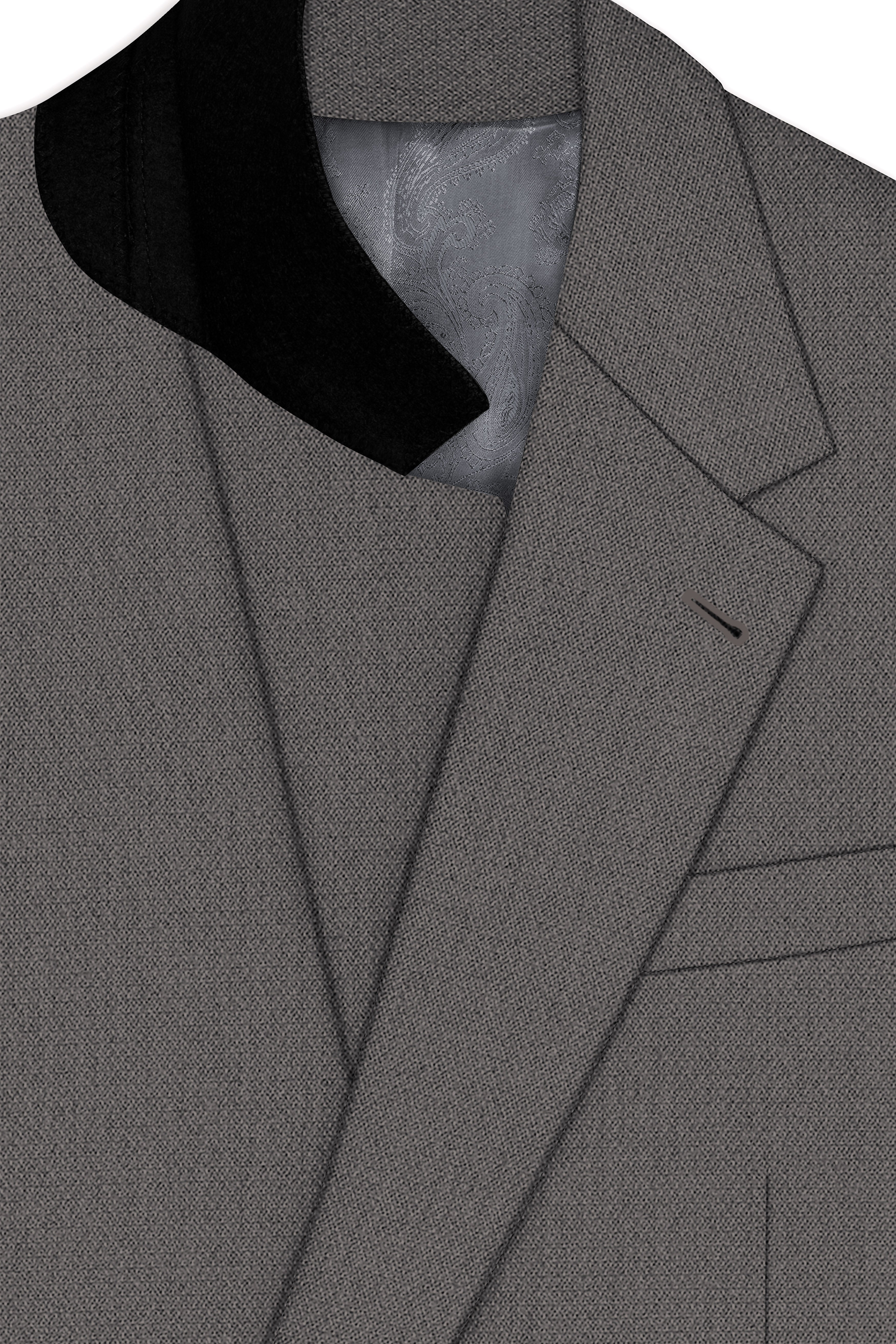 Sterling-Ironside Gray Diamond Textured Wool Rich Slight Stretch Single Breasted Blazer