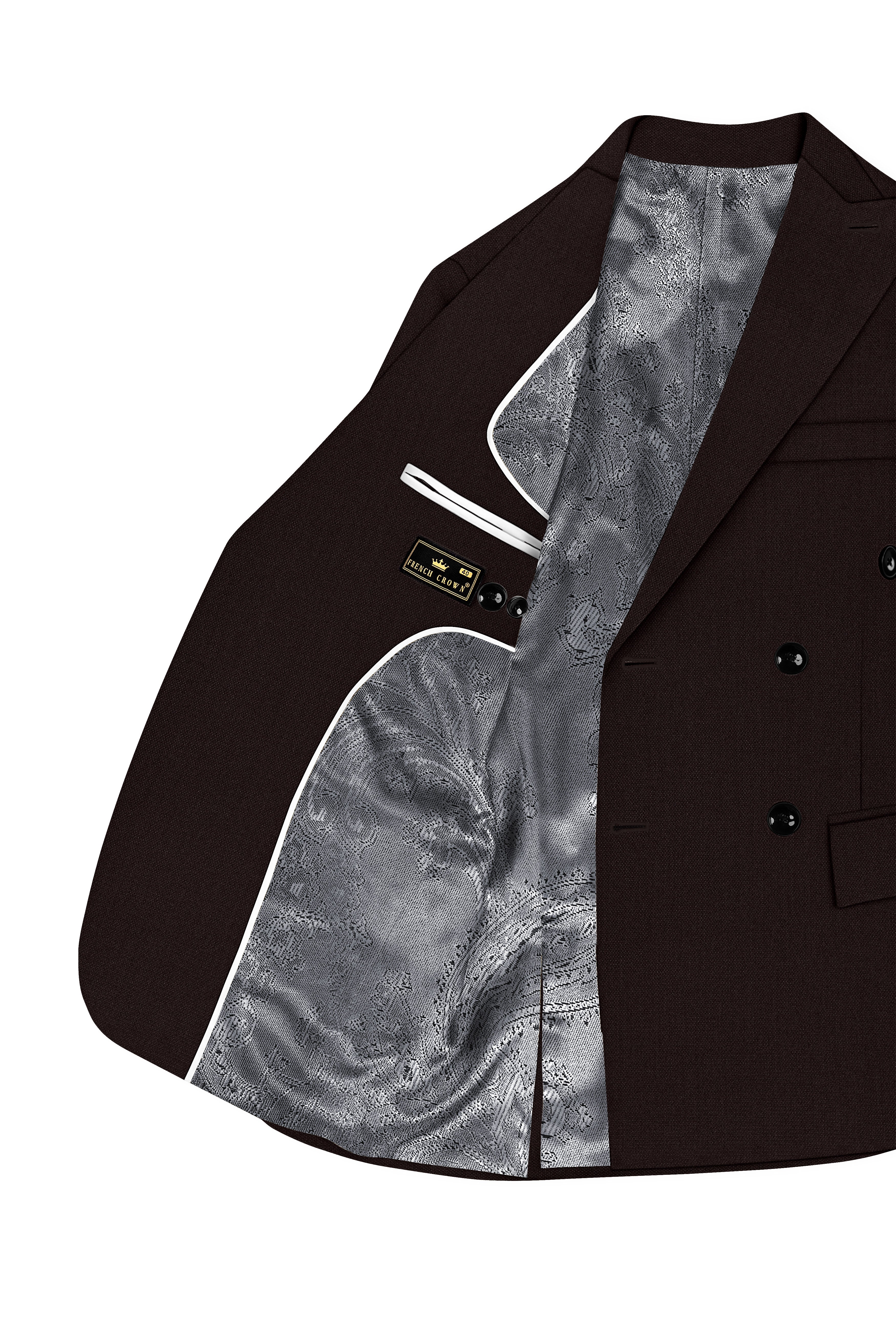 Hampton-Gondola Brown Diamond Textured Wool Rich Slight Double Single Breasted Blazer