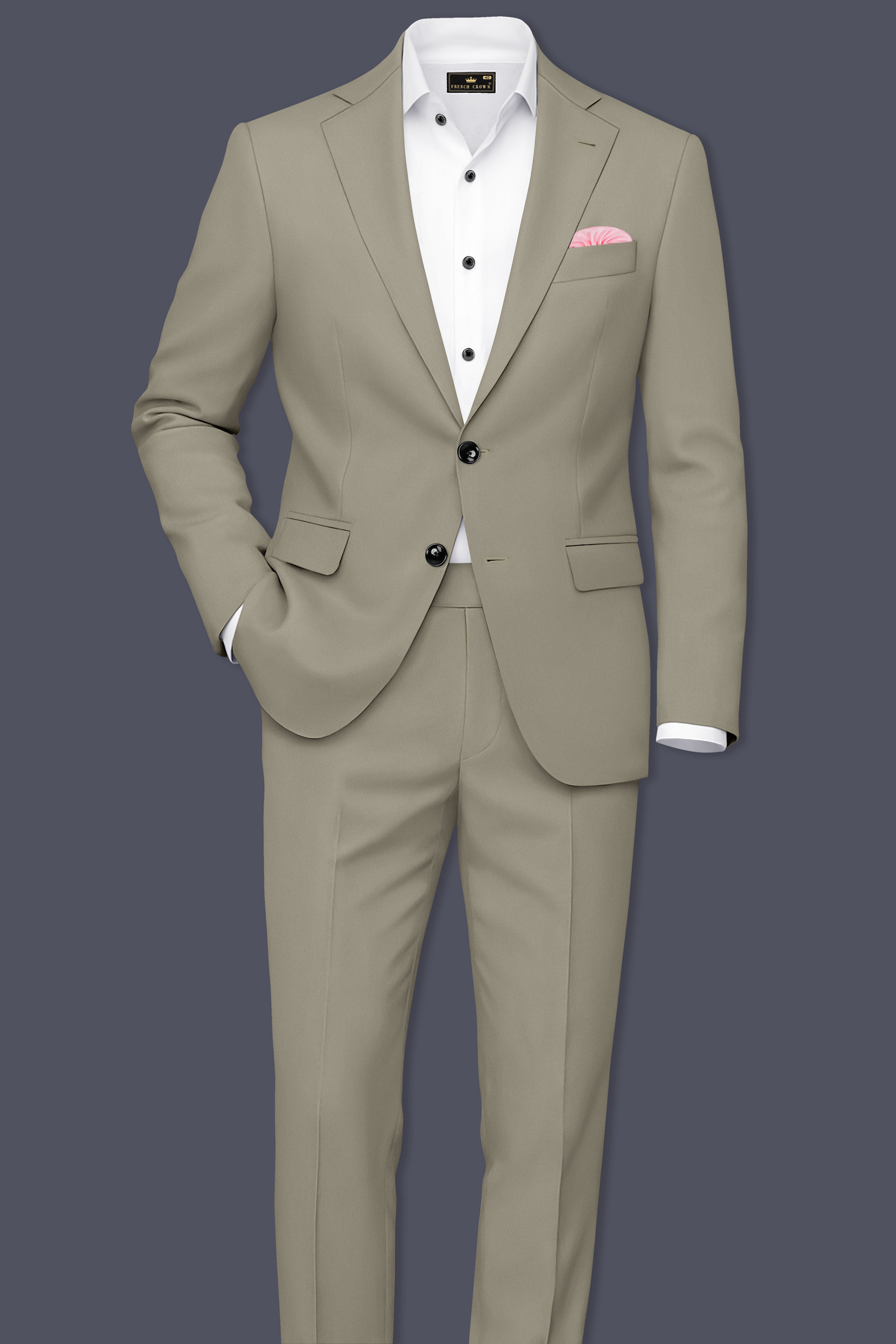 Loden-Korean Kokoda Green 4-Way Stretch Wrinkle-Free Wool Rich Single Breasted Blazer
