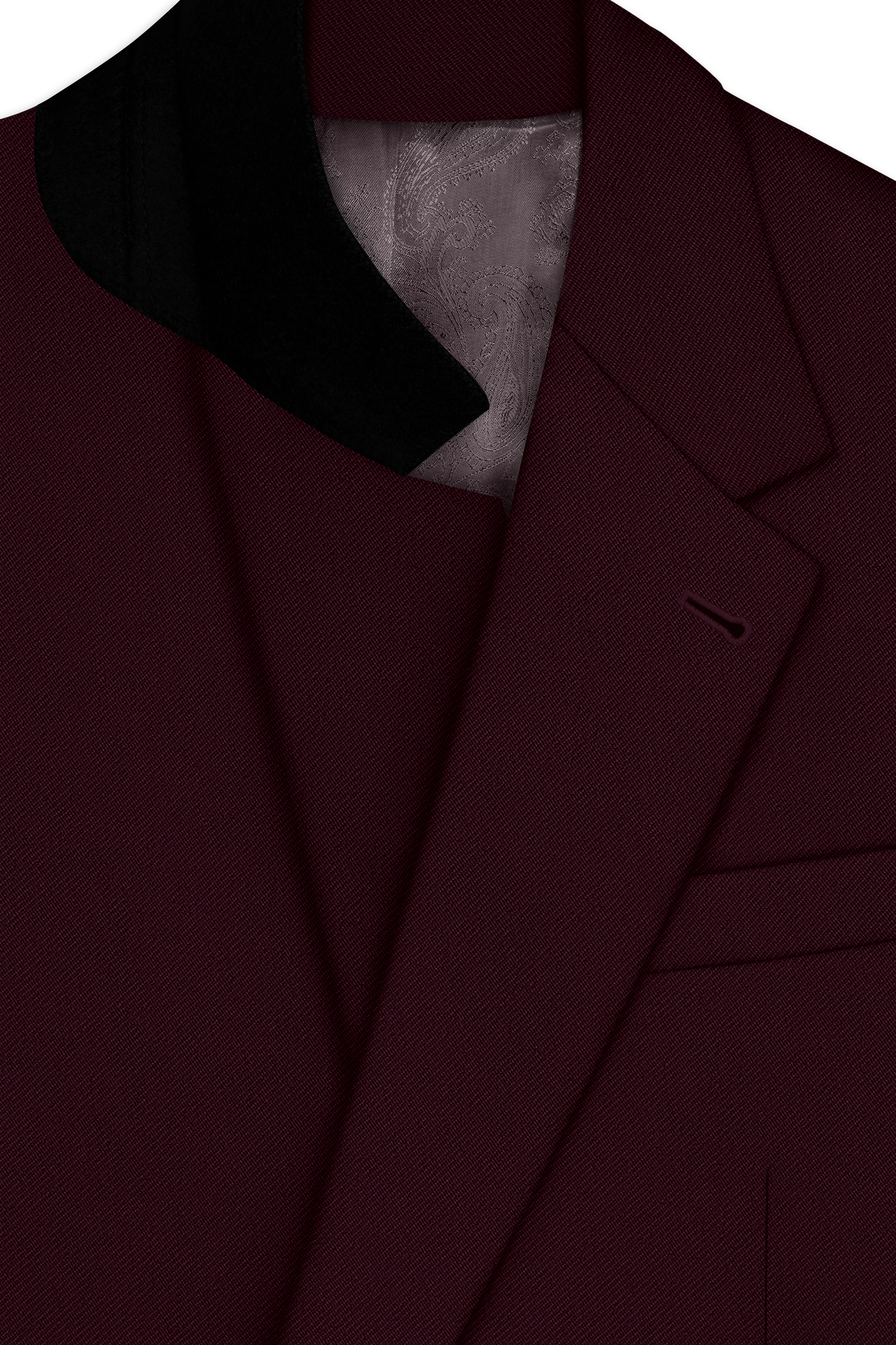 Veltrix-Korean Aubergine Maroon 4-Way Stretch Wrinkle-Free Wool Rich Single Breasted Blazer