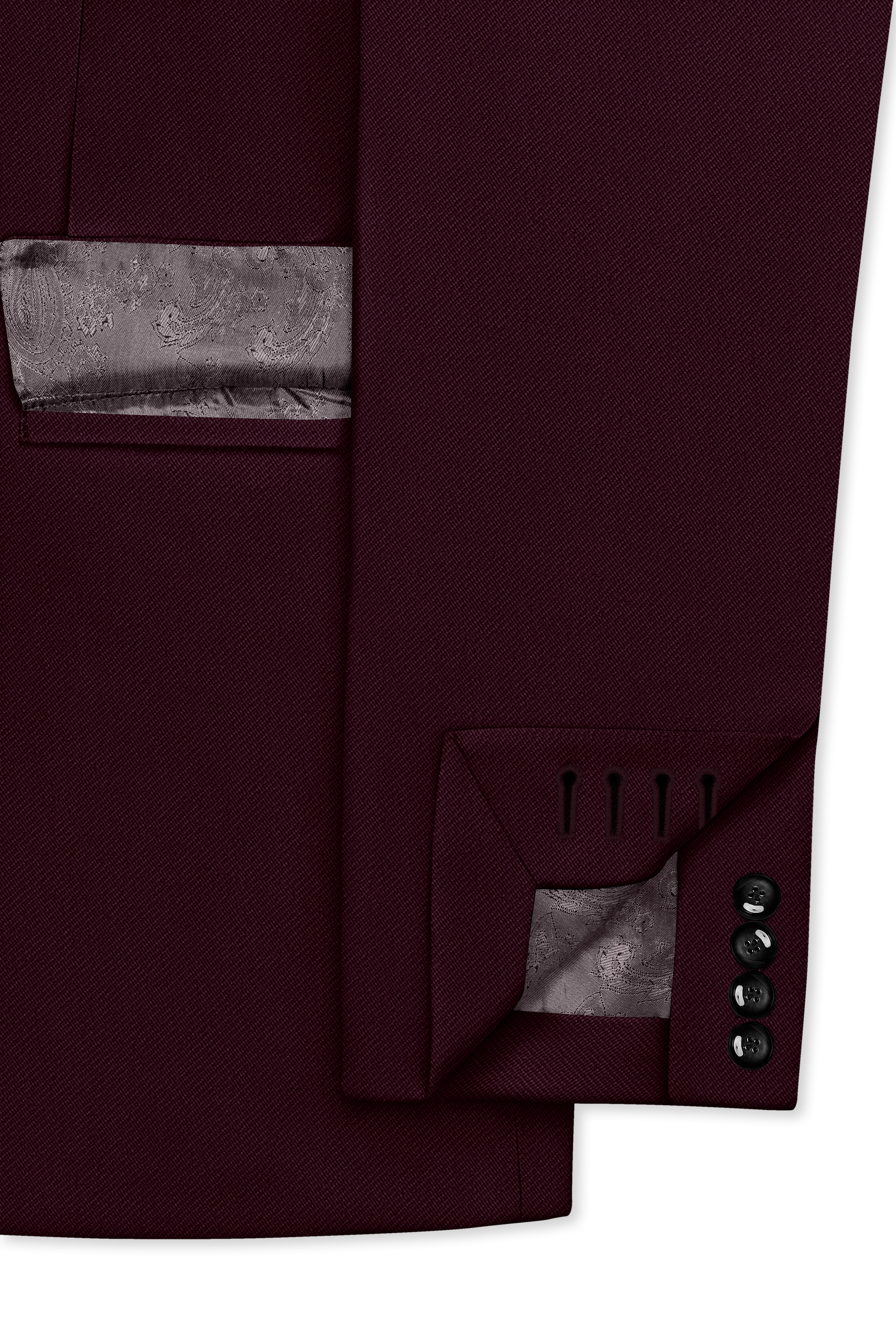 Veltrix-Korean Aubergine Maroon 4-Way Stretch Wrinkle-Free Wool Rich Single Breasted Blazer