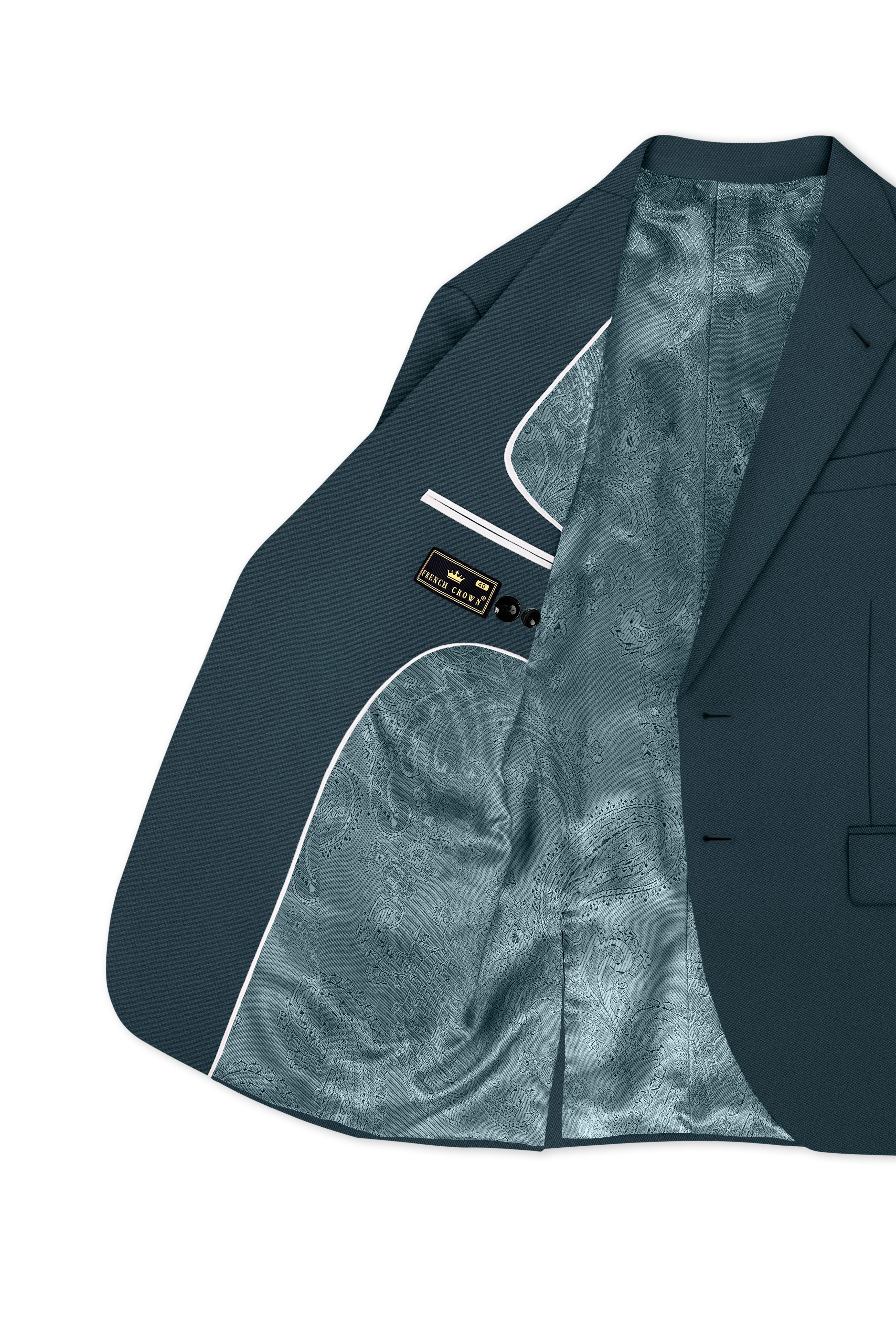 Navaro-Korean Gable Blue 4-Way Stretch Wrinkle-Free Wool Rich Single Breasted Blazer