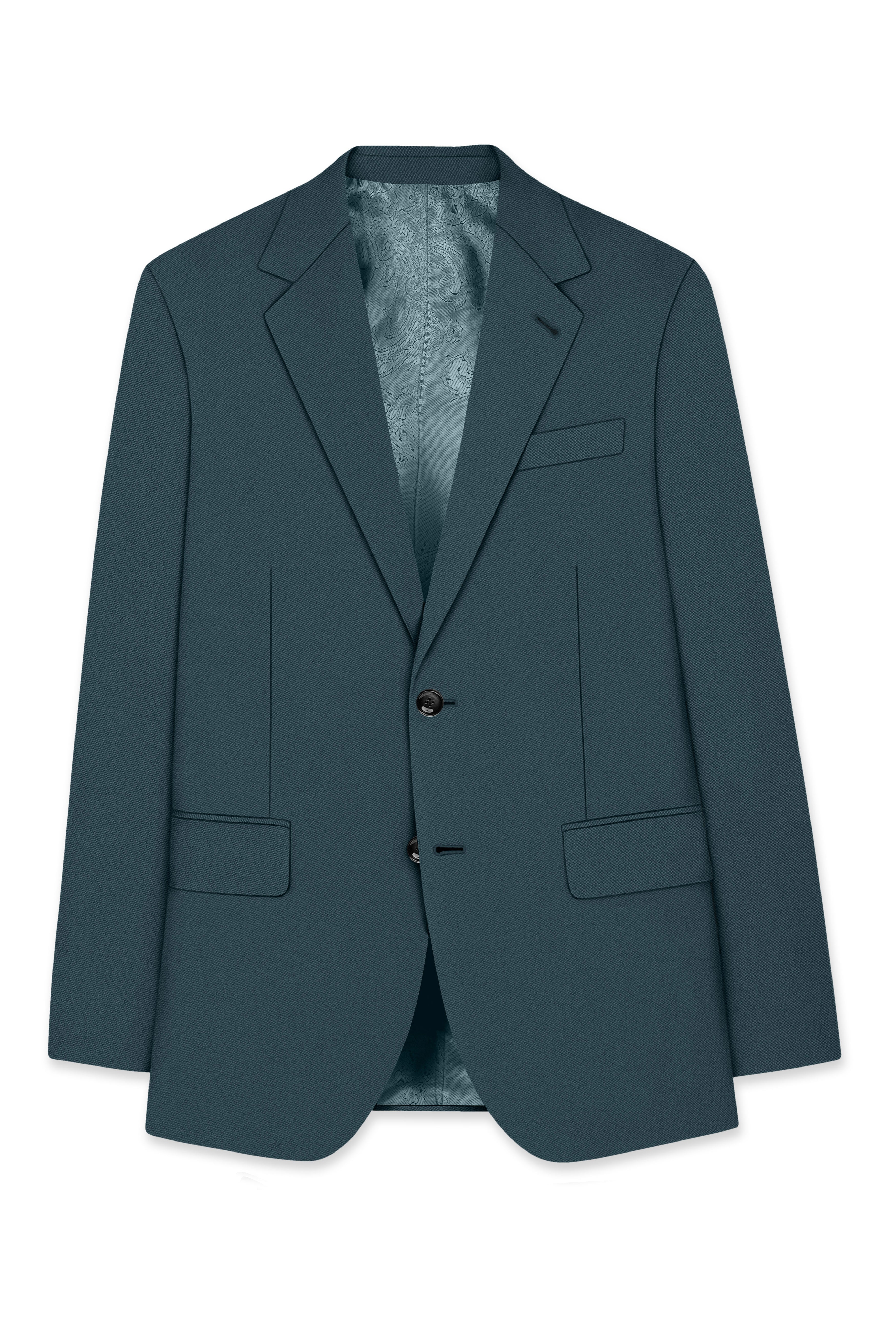 Navaro-Korean Gable Blue 4-Way Stretch Wrinkle-Free Wool Rich Single Breasted Blazer