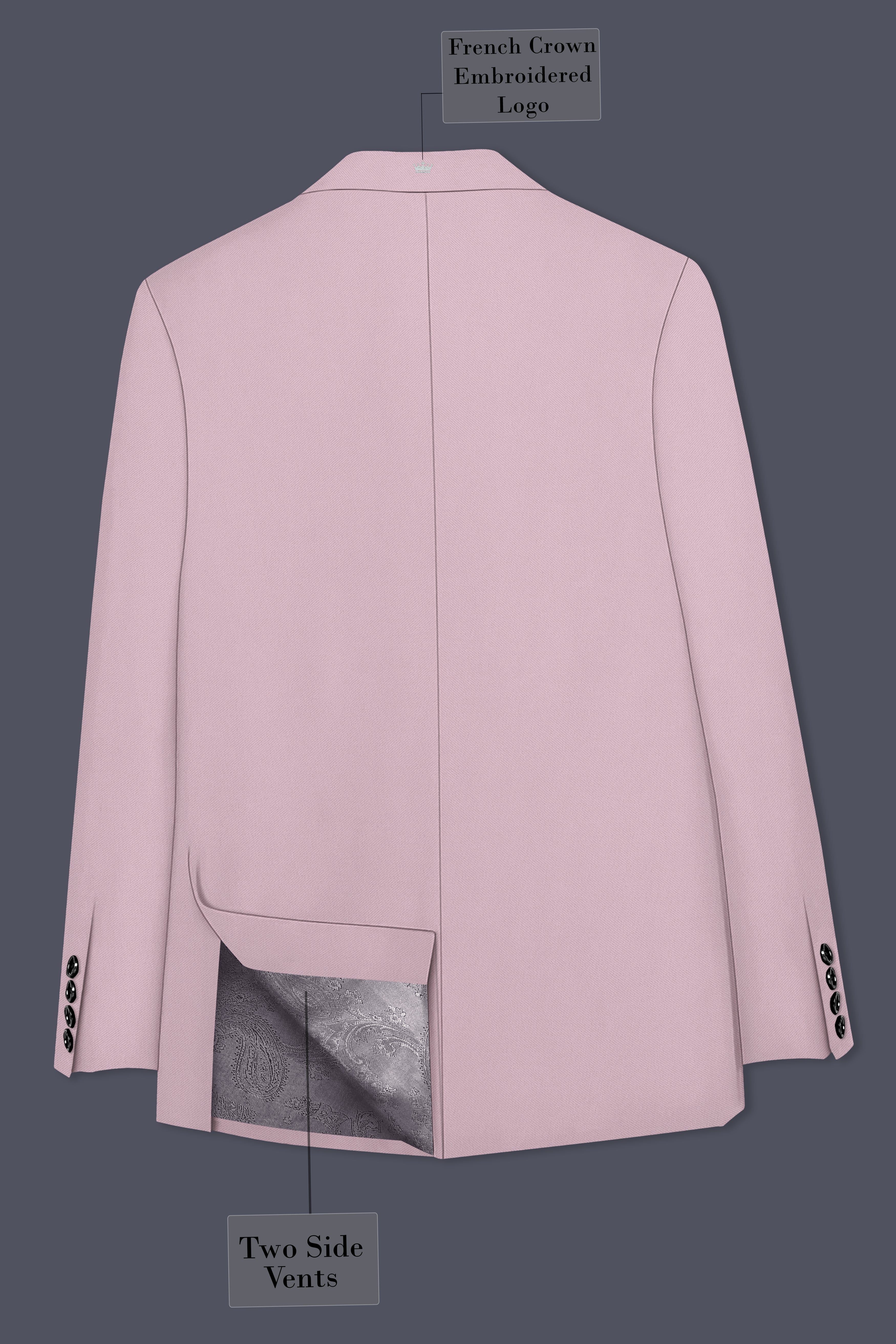 Allure-Korean Blossom Pink 4-Way Stretch Wrinkle-Free Wool Rich Single Breasted Blazer