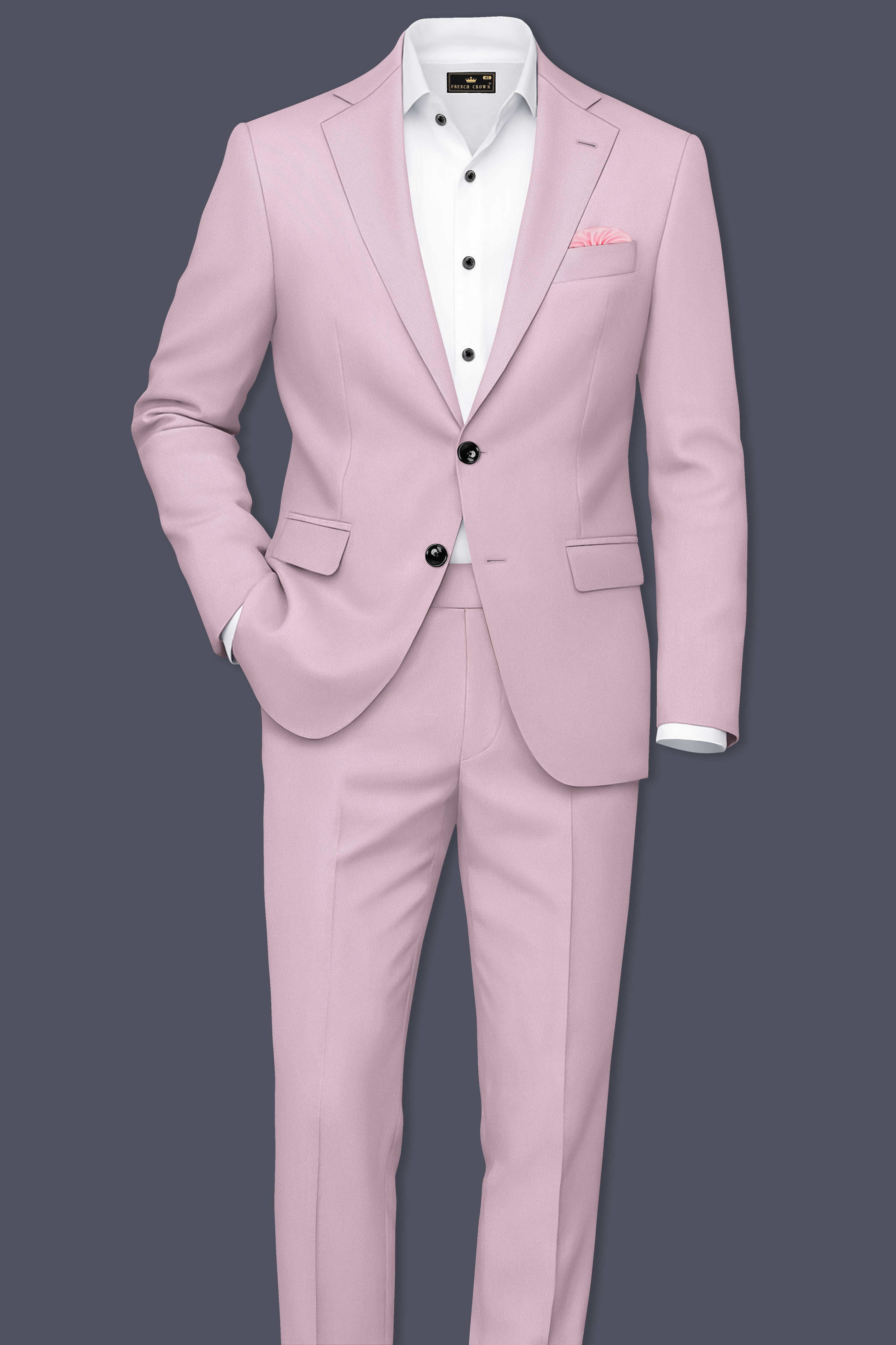 Allure-Korean Blossom Pink 4-Way Stretch Wrinkle-Free Wool Rich Single Breasted Blazer